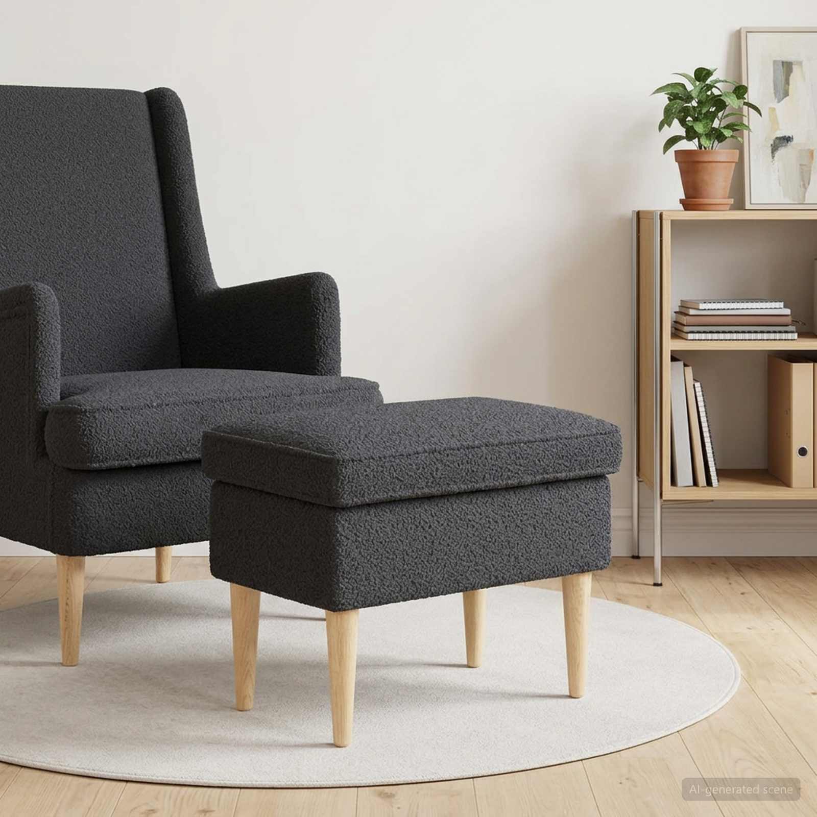 vidaXL Stołek na Stopy ciemnoszary 55 x 35 x 41 cm Bouclé