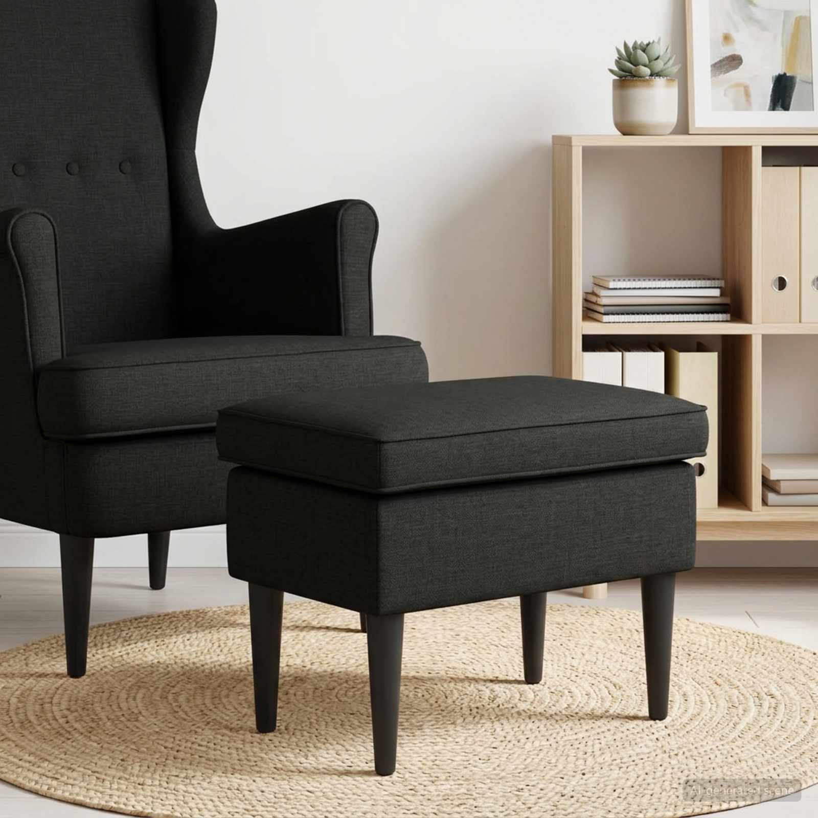 vidaXL Stołek na Stopy Czarny 55 x 35 x 41 cm tkanina