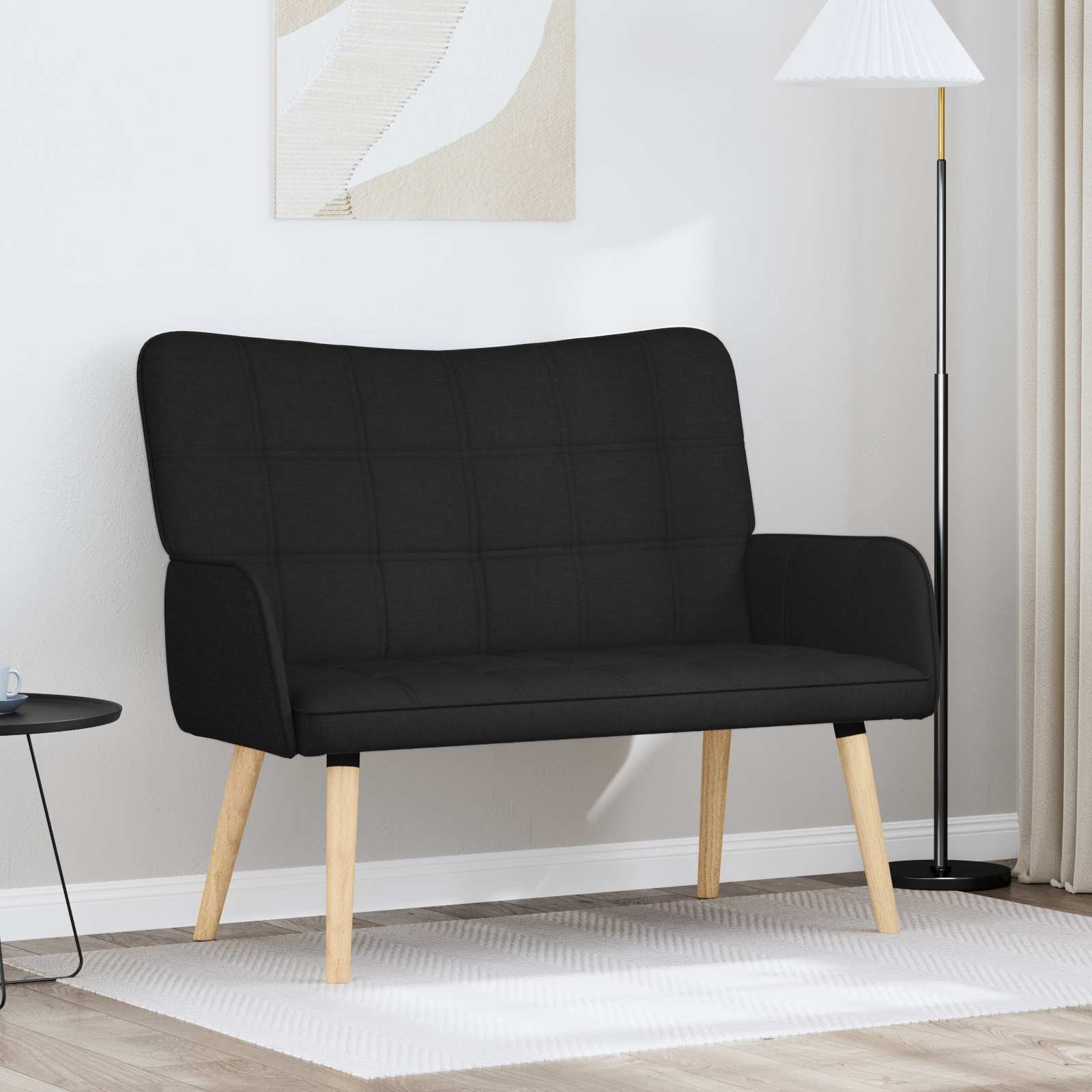 vidaXL Sofa dwuosobowa Czarny 115 x 61 x 87 cm tkanina