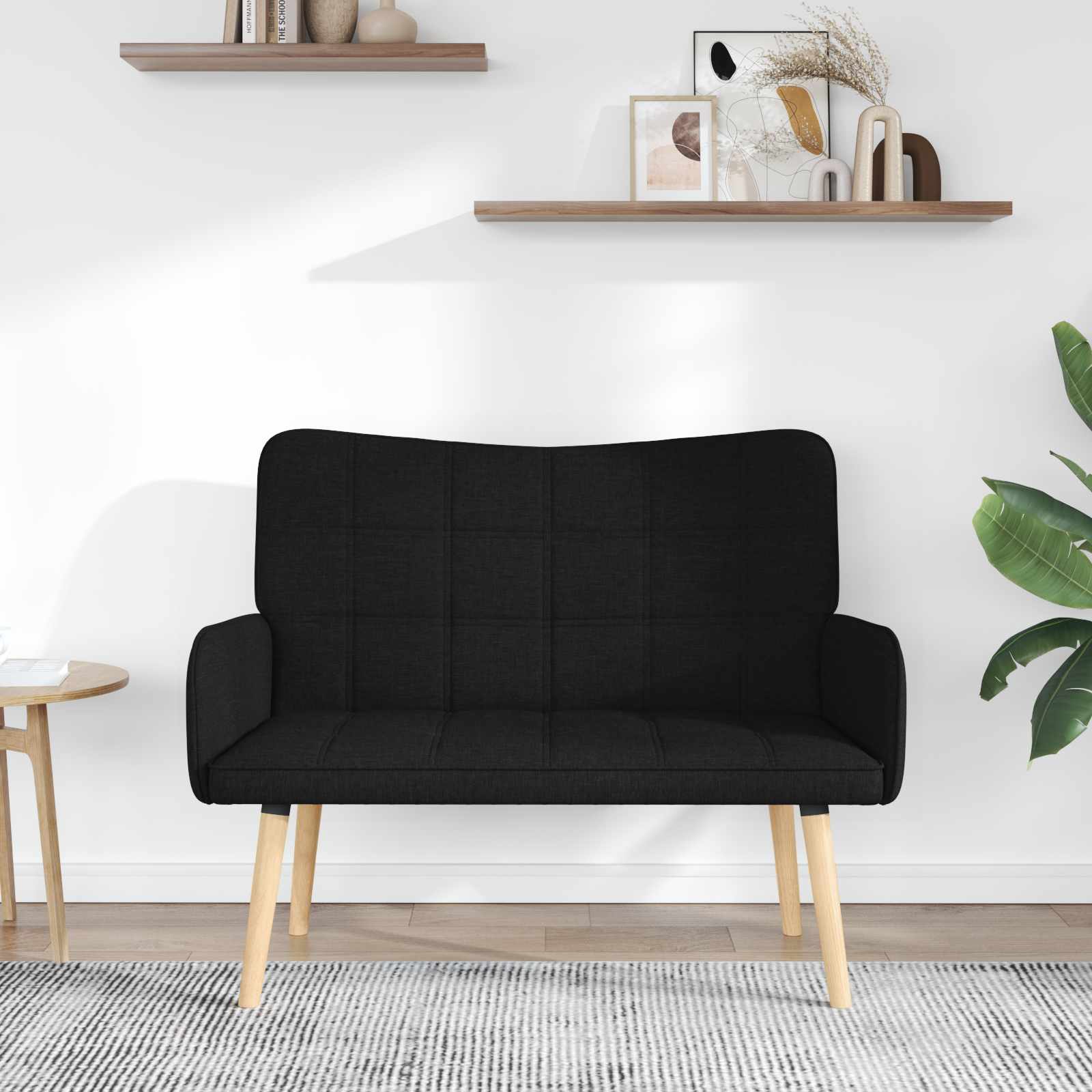 vidaXL Sofa dwuosobowa Czarny 115 x 61 x 87 cm tkanina