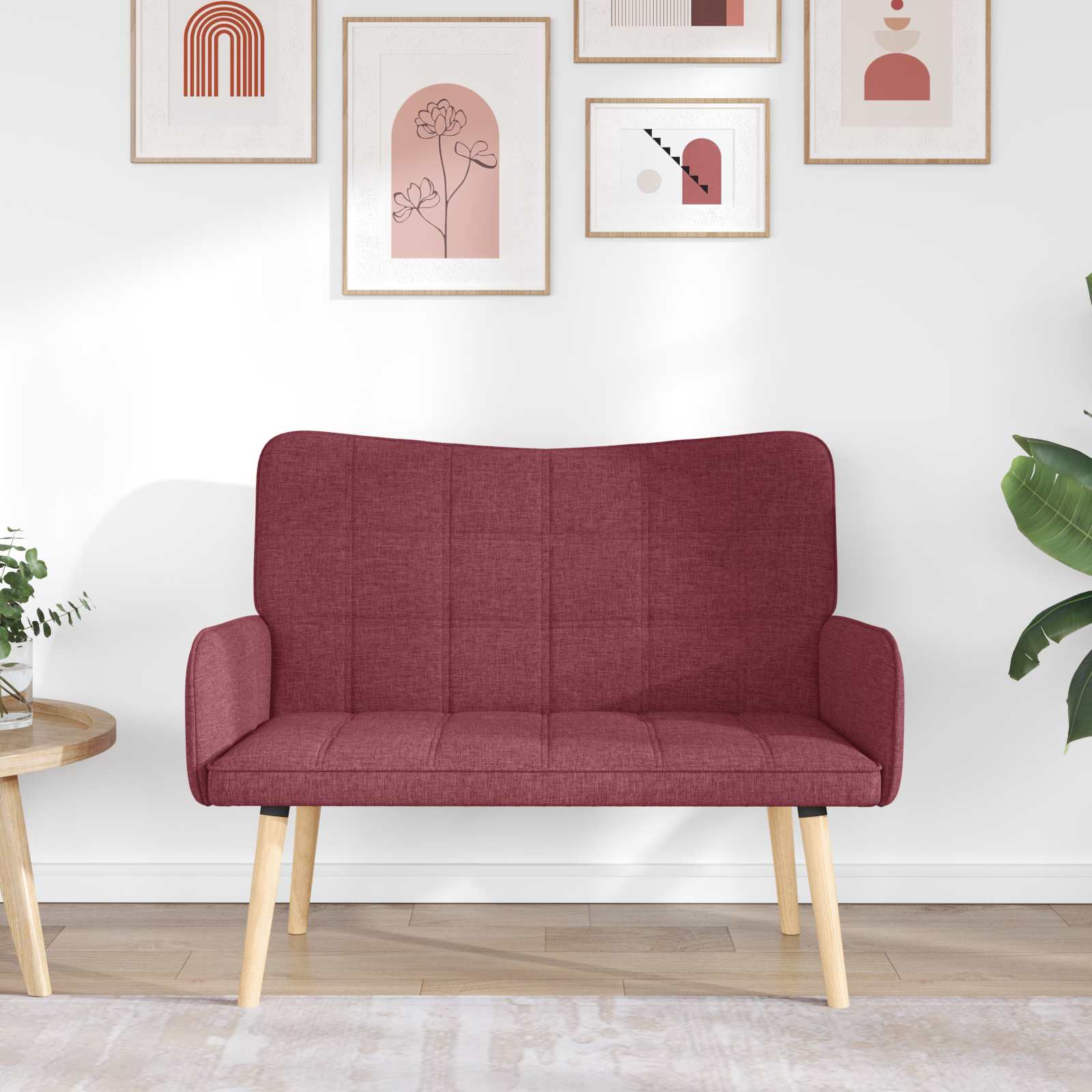 vidaXL Sofa dwuosobowa Czerwone wino 115 x 61 x 87 cm tkanina