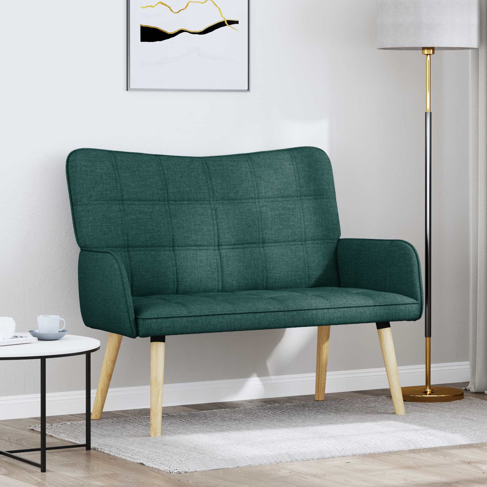vidaXL Sofa dwuosobowa Ciemnozielony 115 x 61 x 87 cm tkanina