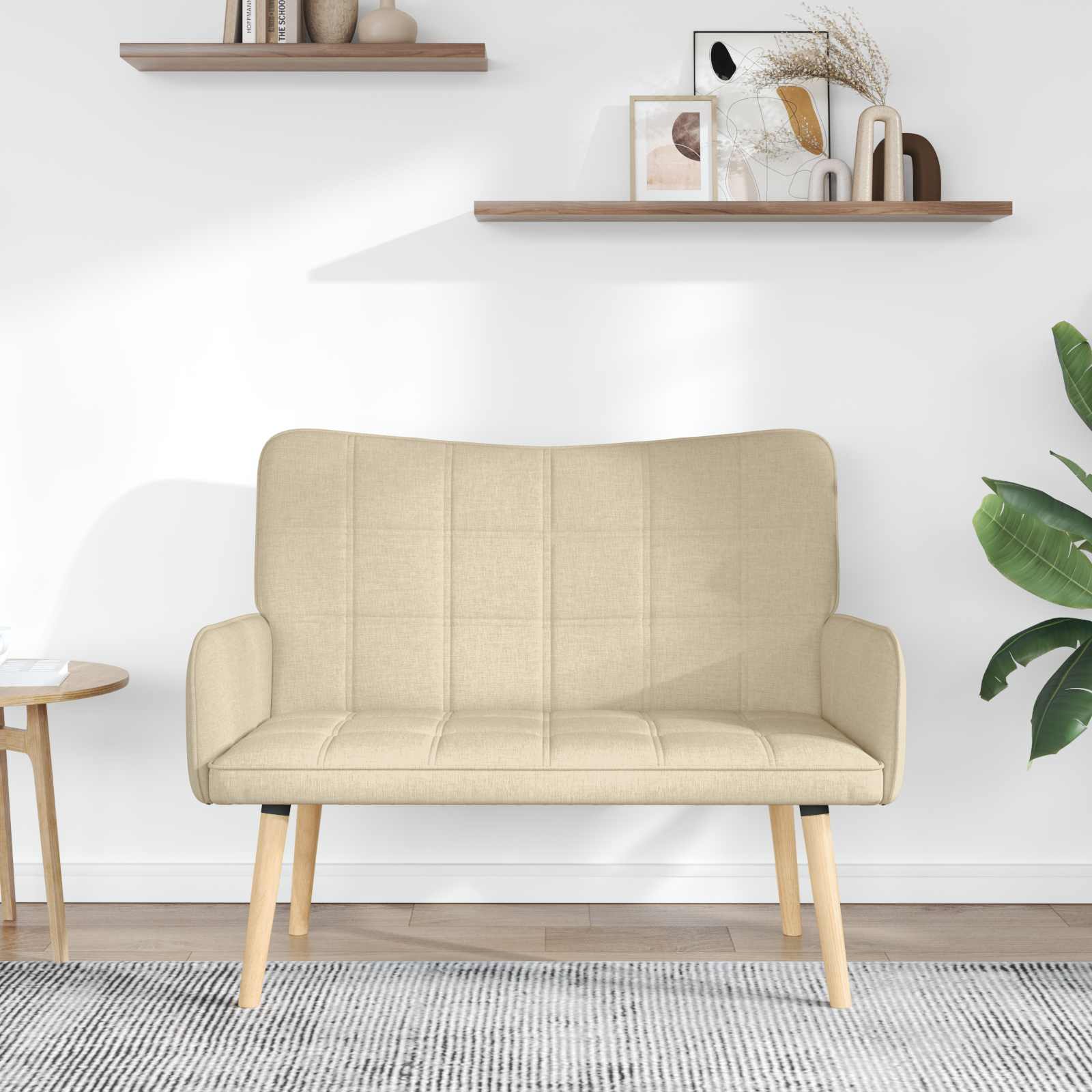 vidaXL Sofa dwuosobowa kremowy 115 x 61 x 87 cm tkanina