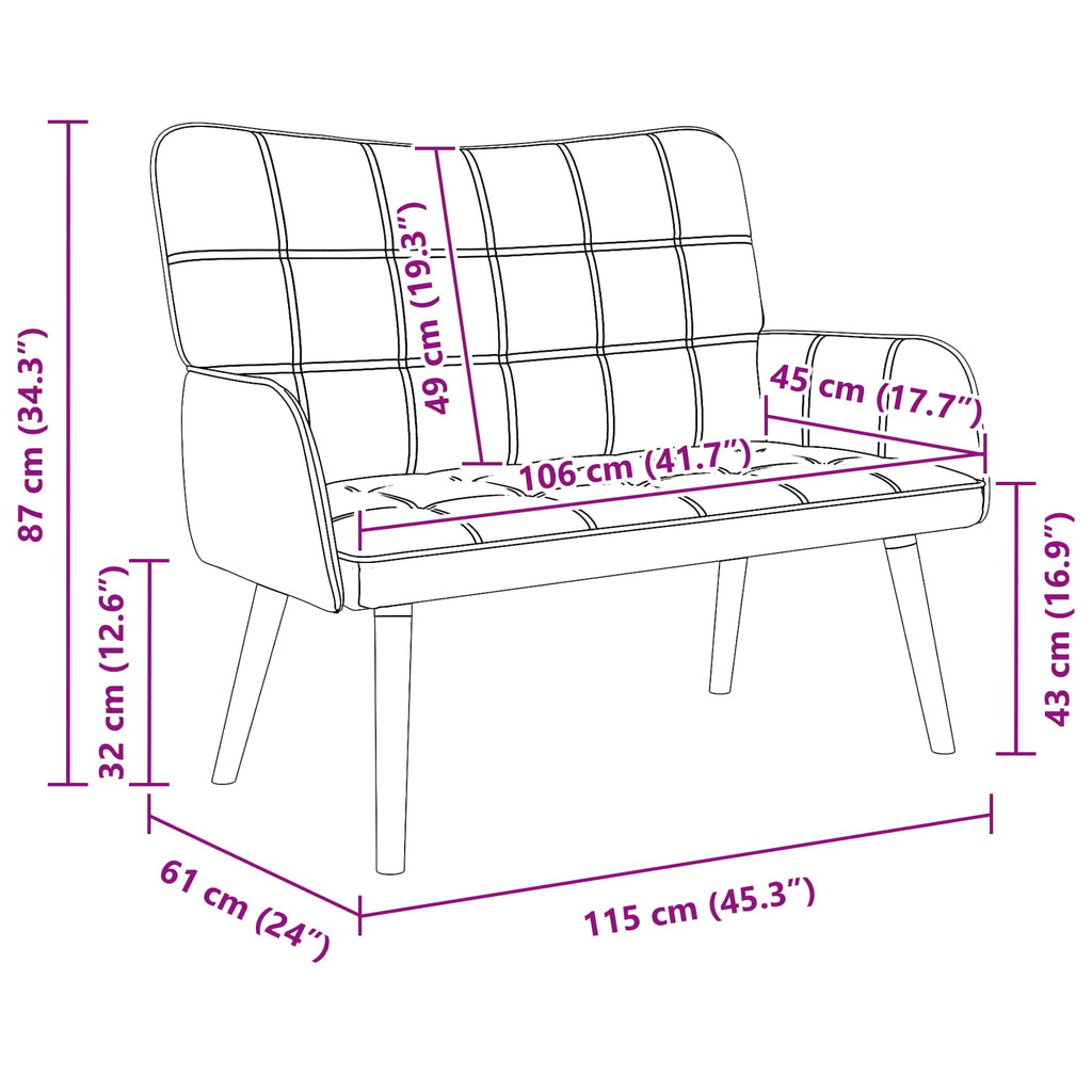 vidaXL Sofa dwuosobowa niebieski 115 x 61 x 87 cm tkanina