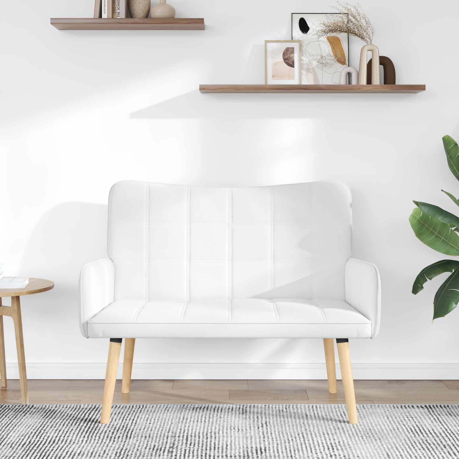 vidaXL Sofa dwuosobowa Biały 115 x 61 x 87 cm tkanina