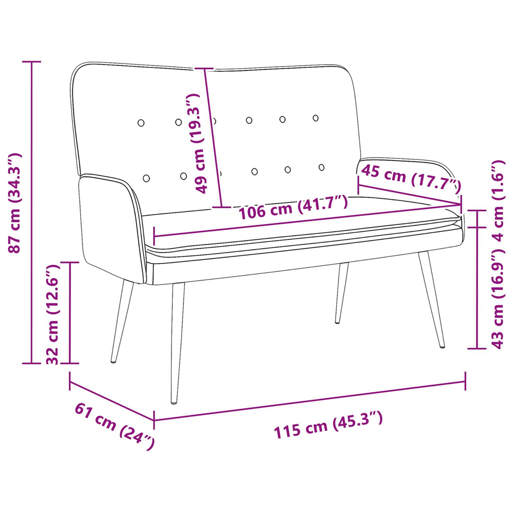 vidaXL Sofa dwuosobowa ciemnoszary 115 x 61 x 87 cm tkanina
