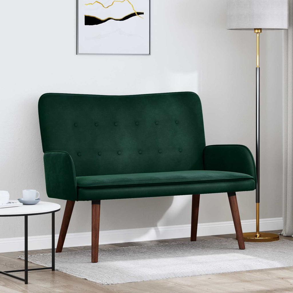 vidaXL Sofa dwuosobowa Ciemnozielony 115 x 61 x 87 cm Welur