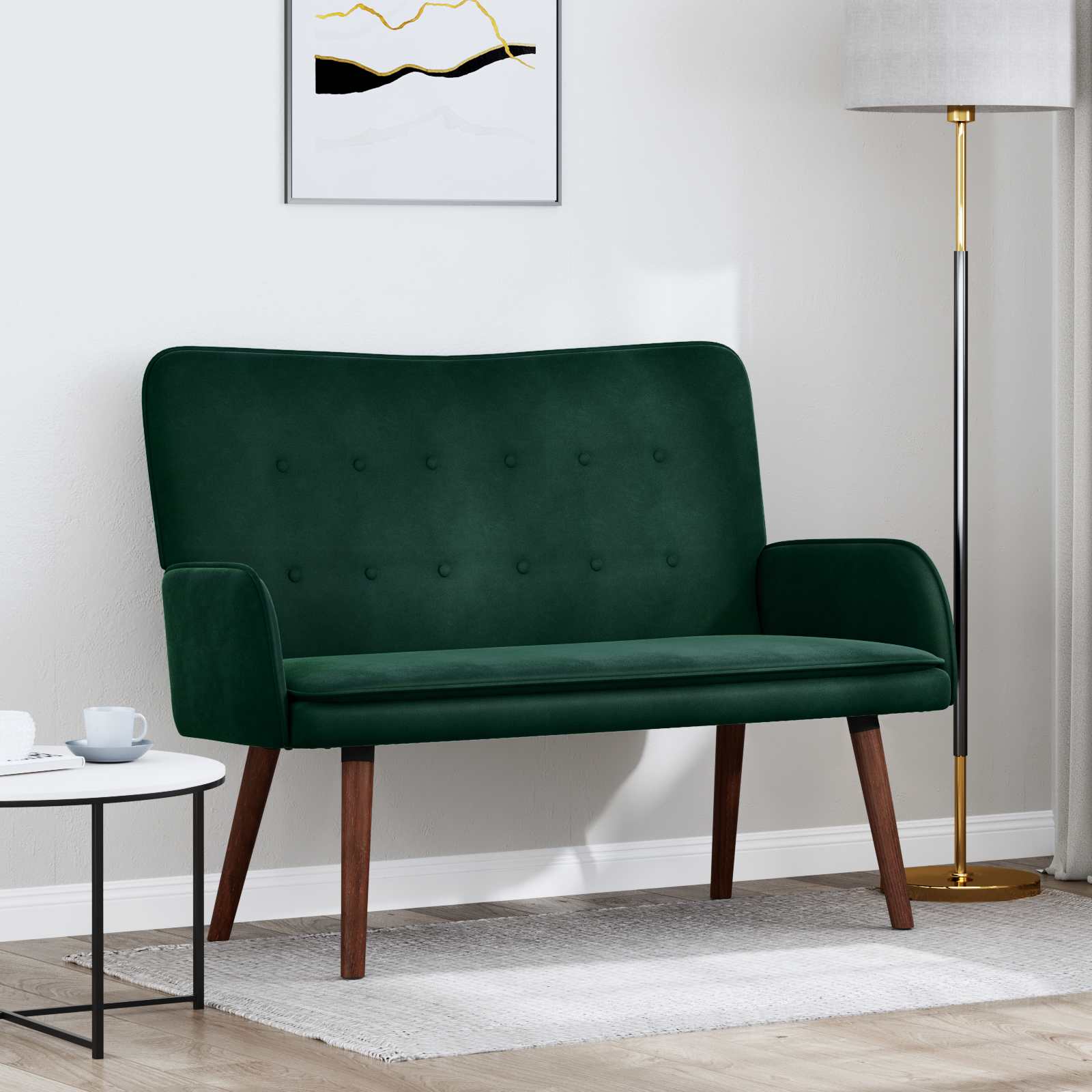 vidaXL Sofa dwuosobowa Ciemnozielony 115 x 61 x 87 cm Welur