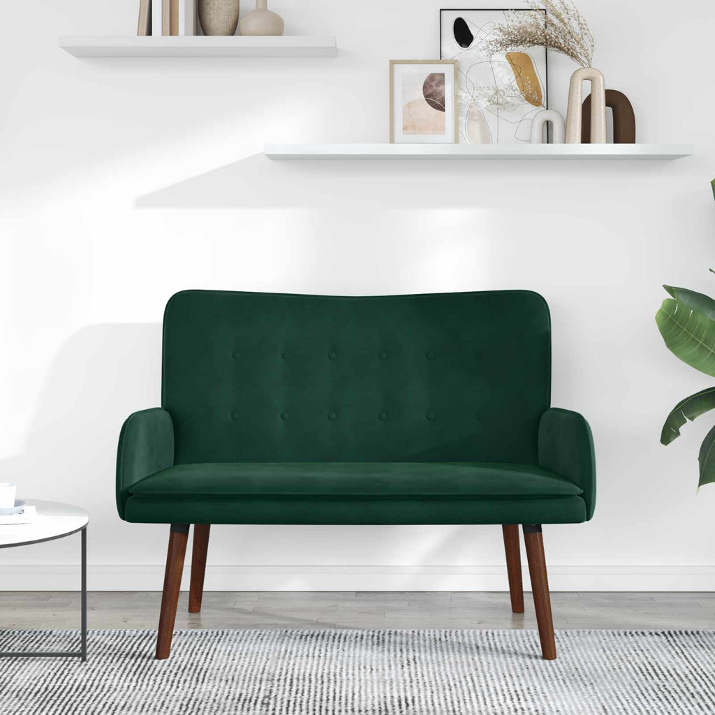 vidaXL Sofa dwuosobowa Ciemnozielony 115 x 61 x 87 cm Welur