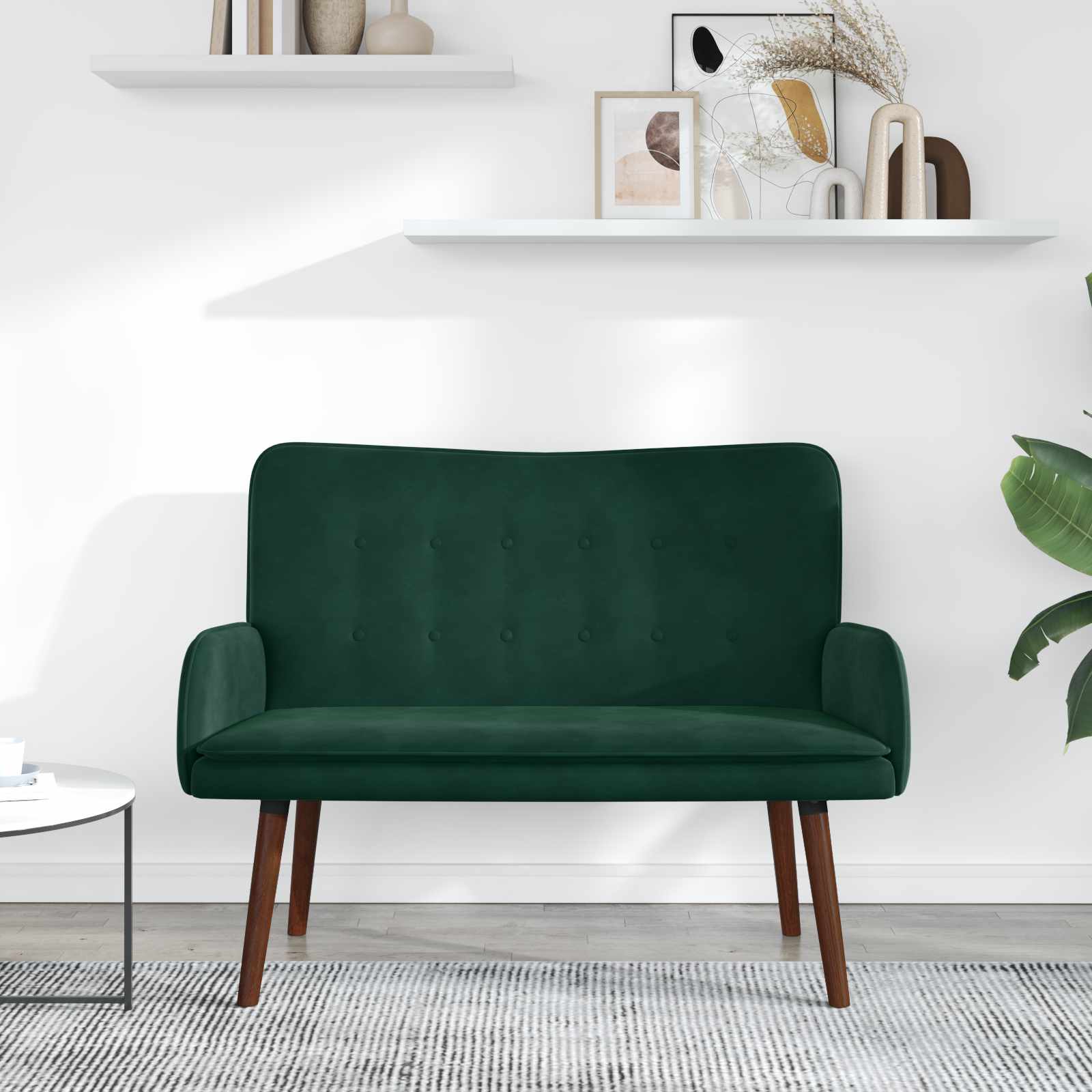 vidaXL Sofa dwuosobowa Ciemnozielony 115 x 61 x 87 cm Welur