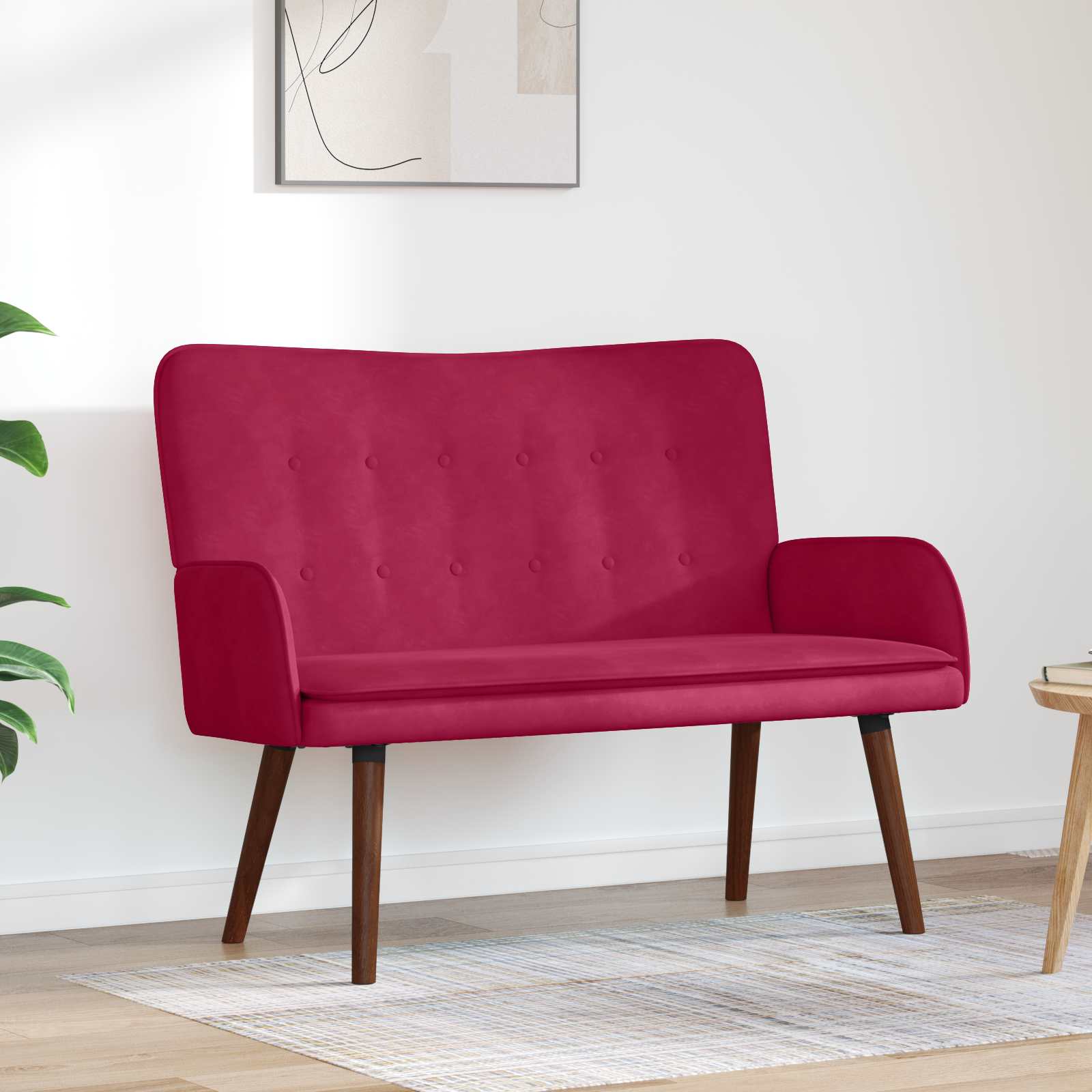 vidaXL Sofa dwuosobowa Czerwone wino 115 x 61 x 87 cm Welur