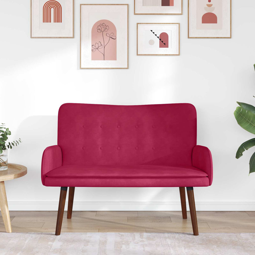 vidaXL Sofa dwuosobowa Czerwone wino 115 x 61 x 87 cm Welur