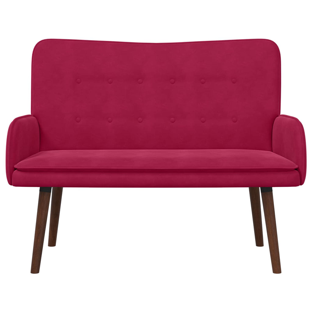 vidaXL Sofa dwuosobowa Czerwone wino 115 x 61 x 87 cm Welur