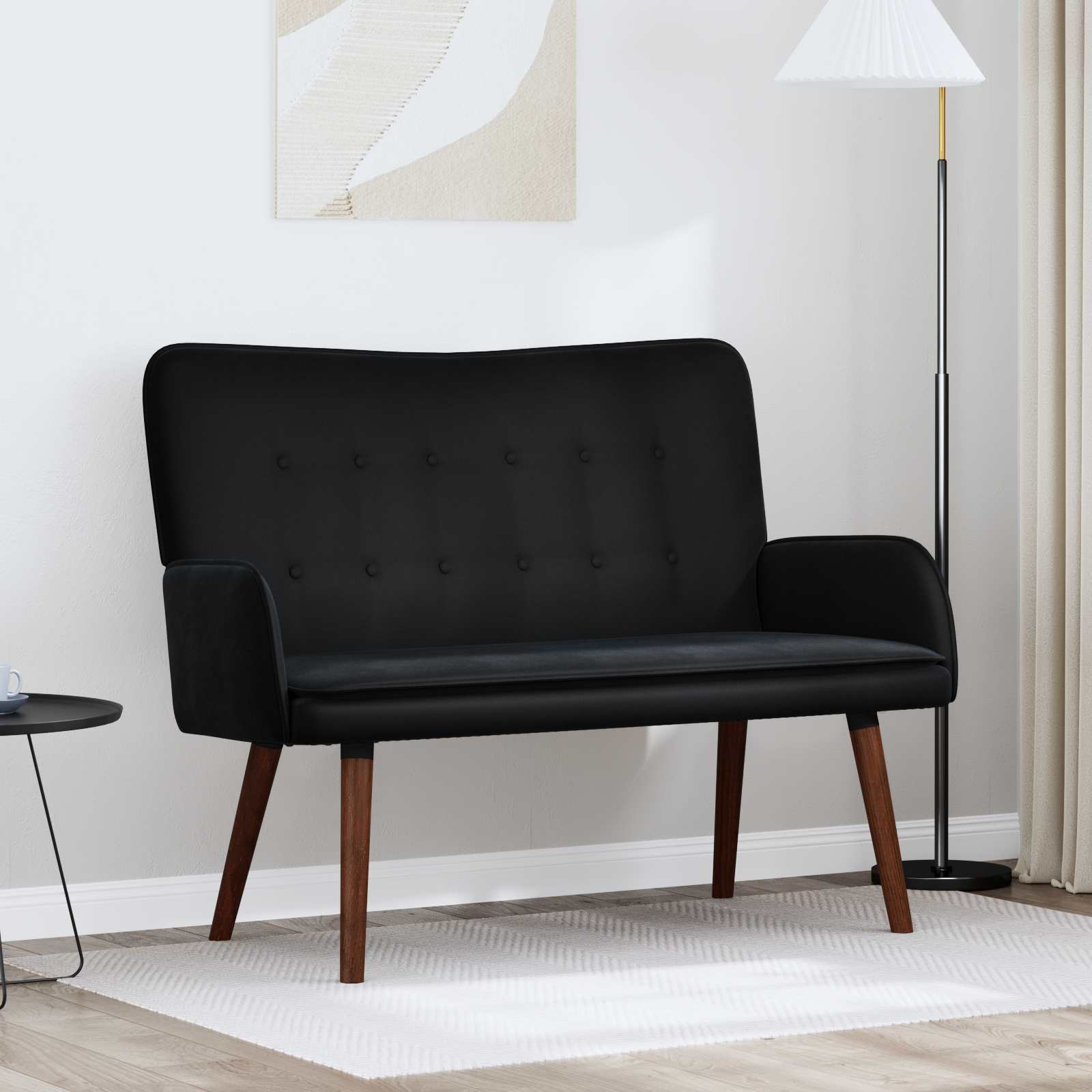 vidaXL Sofa dwuosobowa Czarny 115 x 61 x 87 cm Welur