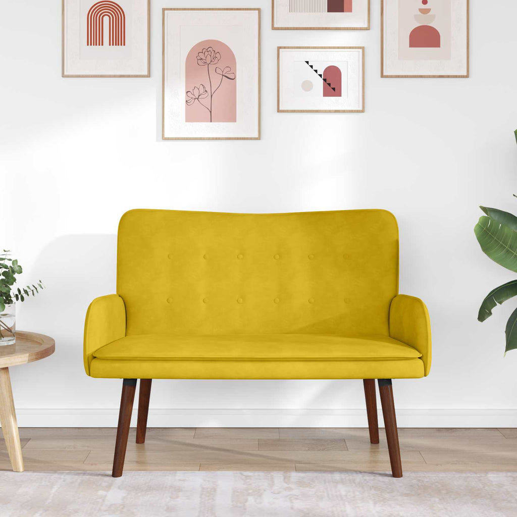 vidaXL Sofa dwuosobowa żółty 115 x 61 x 87 cm Welur
