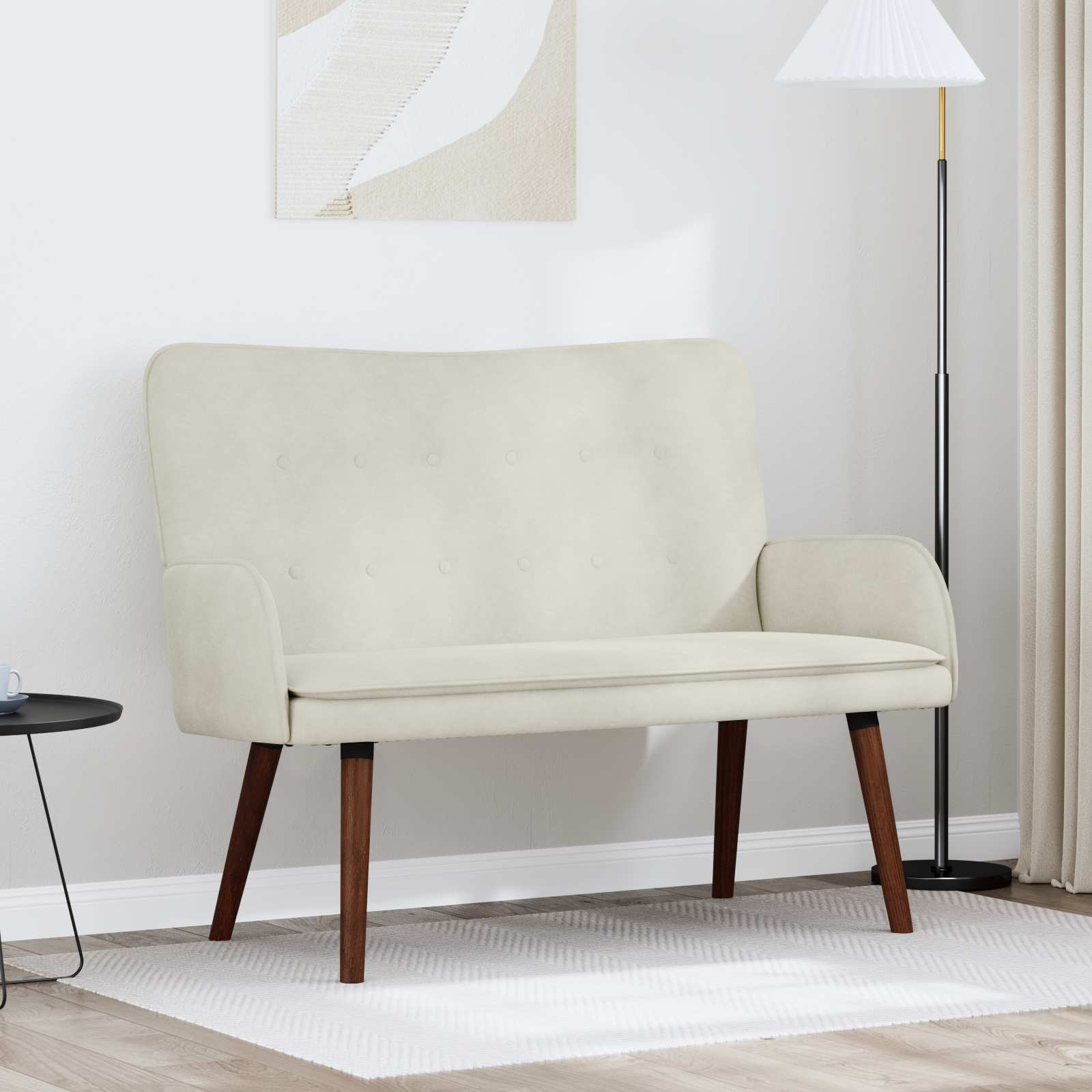 vidaXL Sofa dwuosobowa kremowy 115 x 61 x 87 cm Welur
