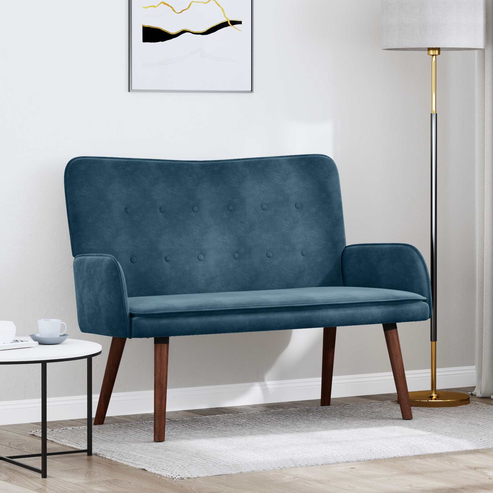 vidaXL Sofa dwuosobowa niebieski 115 x 61 x 87 cm Welur