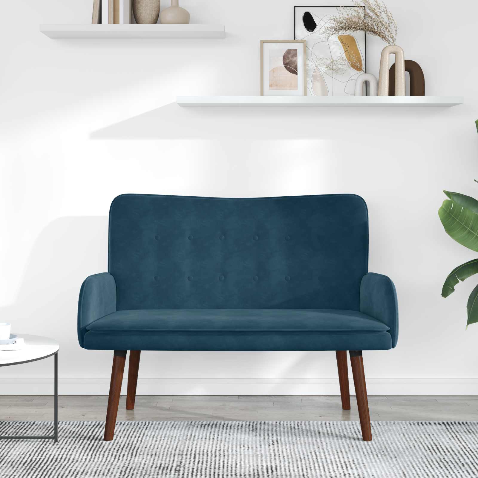 vidaXL Sofa dwuosobowa niebieski 115 x 61 x 87 cm Welur