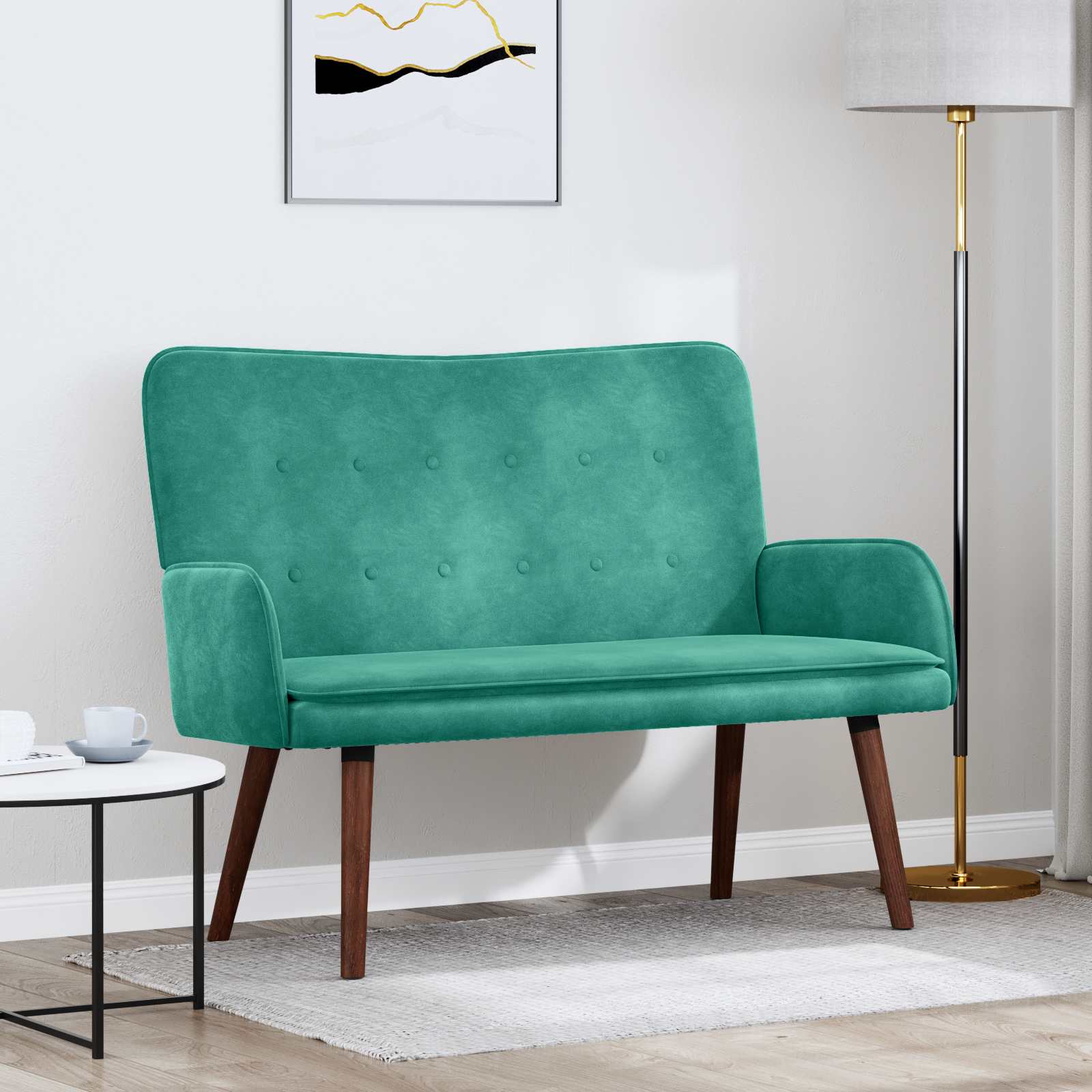 vidaXL Sofa dwuosobowa Turkusowy 115 x 61 x 87 cm Welur