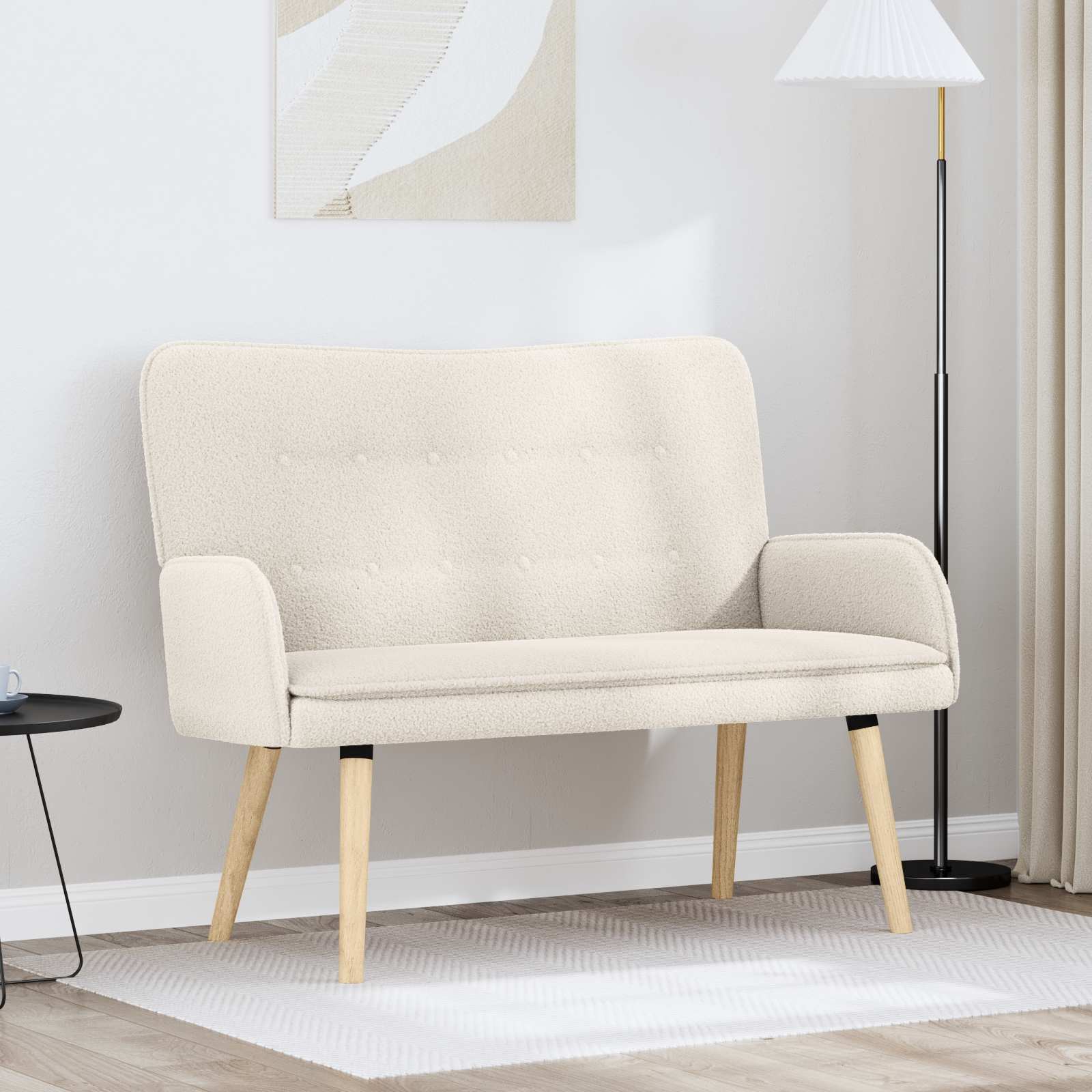 vidaXL Sofa dwuosobowa kremowy 115 x 61 x 87 cm Bouclé