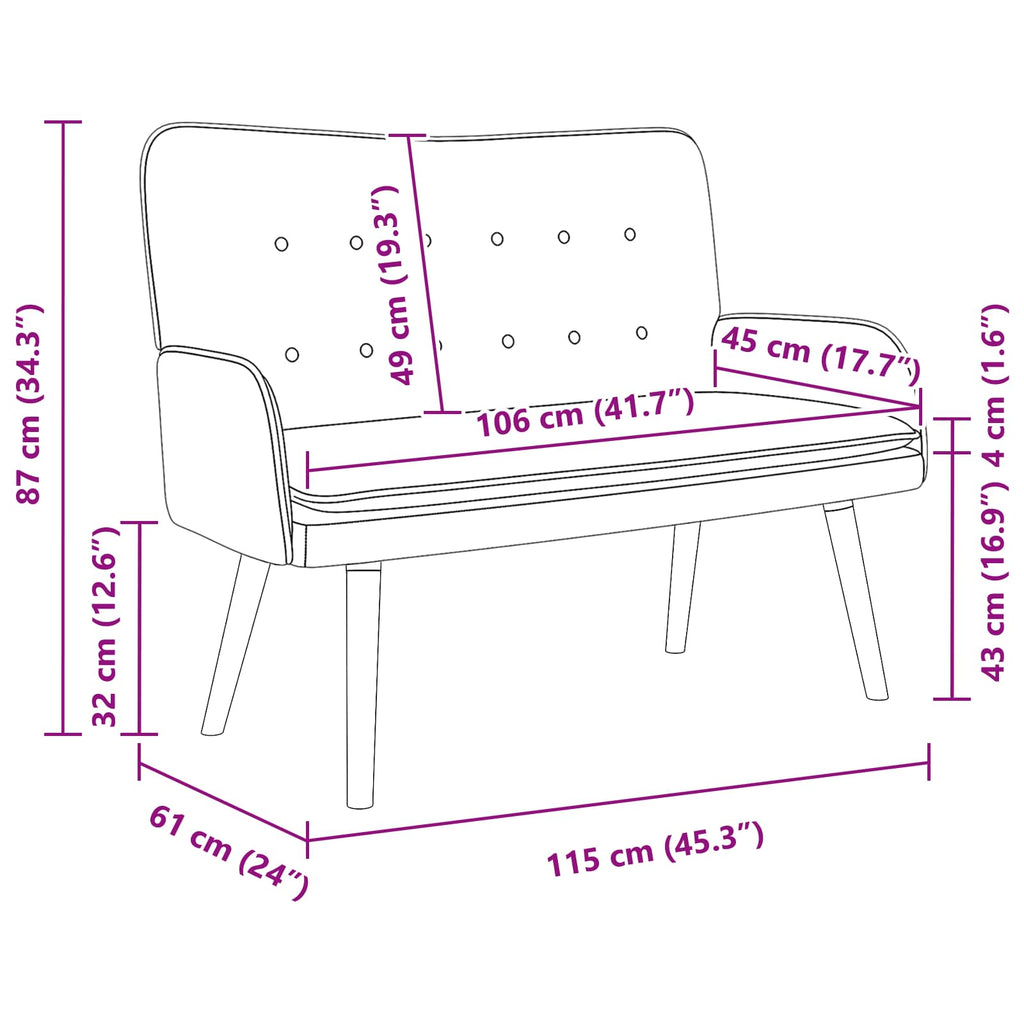 vidaXL Sofa dwuosobowa kremowy 115 x 61 x 87 cm Bouclé
