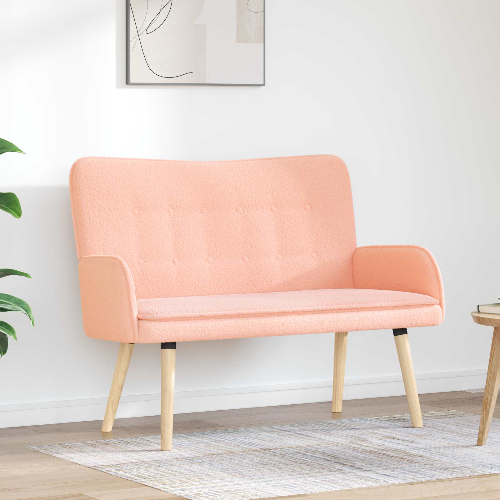 vidaXL Sofa dwuosobowa różowy 115 x 61 x 87 cm Bouclé