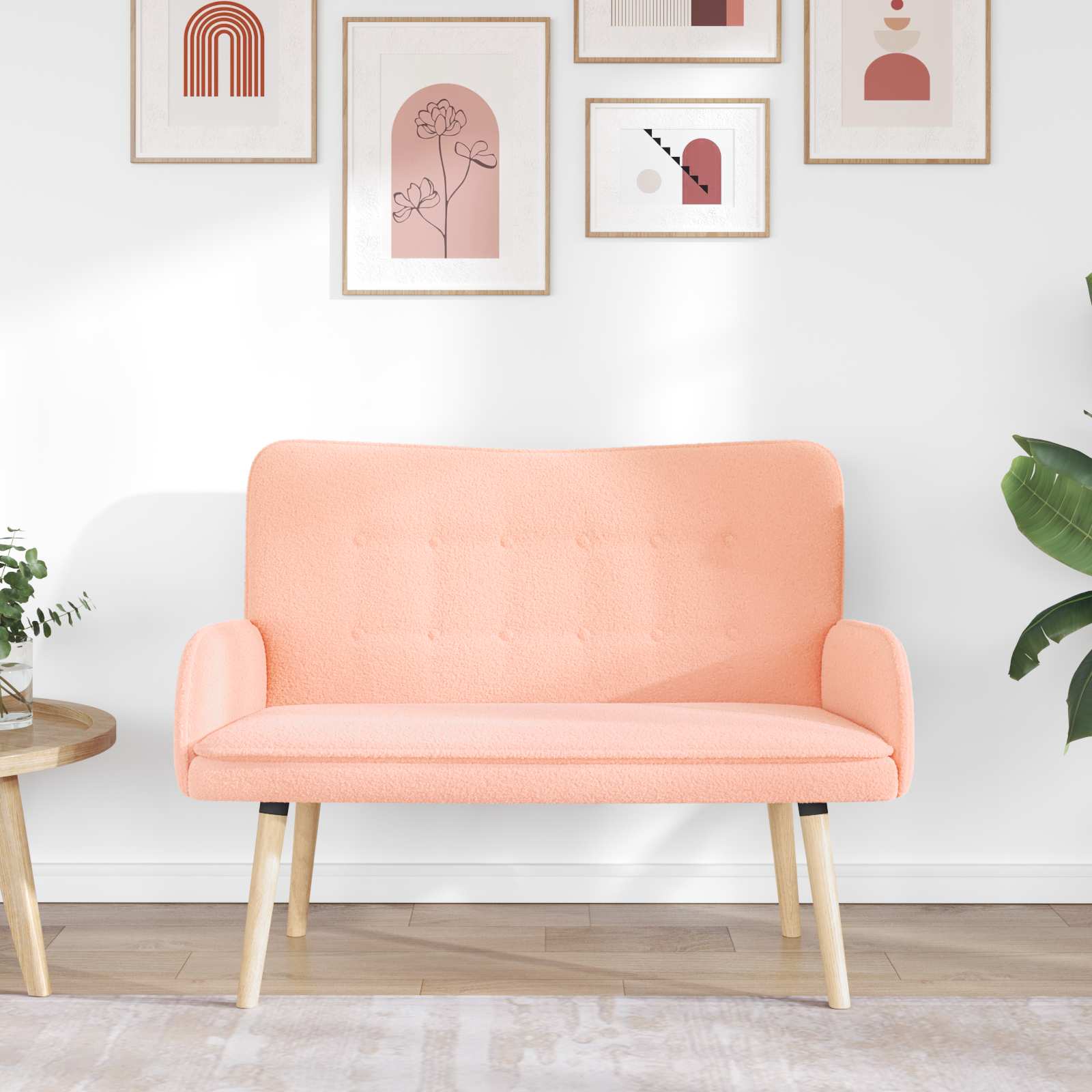 vidaXL Sofa dwuosobowa różowy 115 x 61 x 87 cm Bouclé