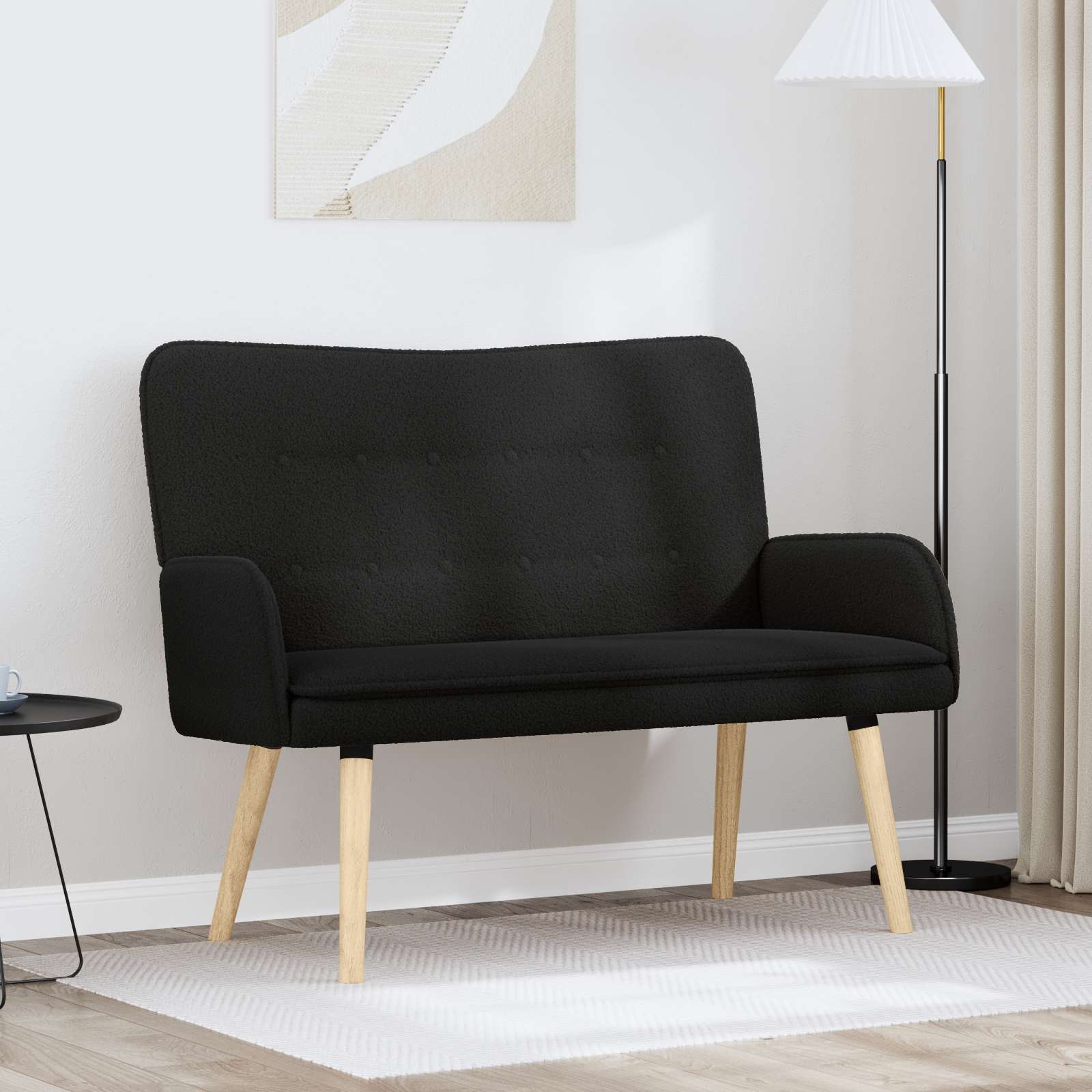 vidaXL Sofa dwuosobowa Czarny 115 x 61 x 87 cm Bouclé