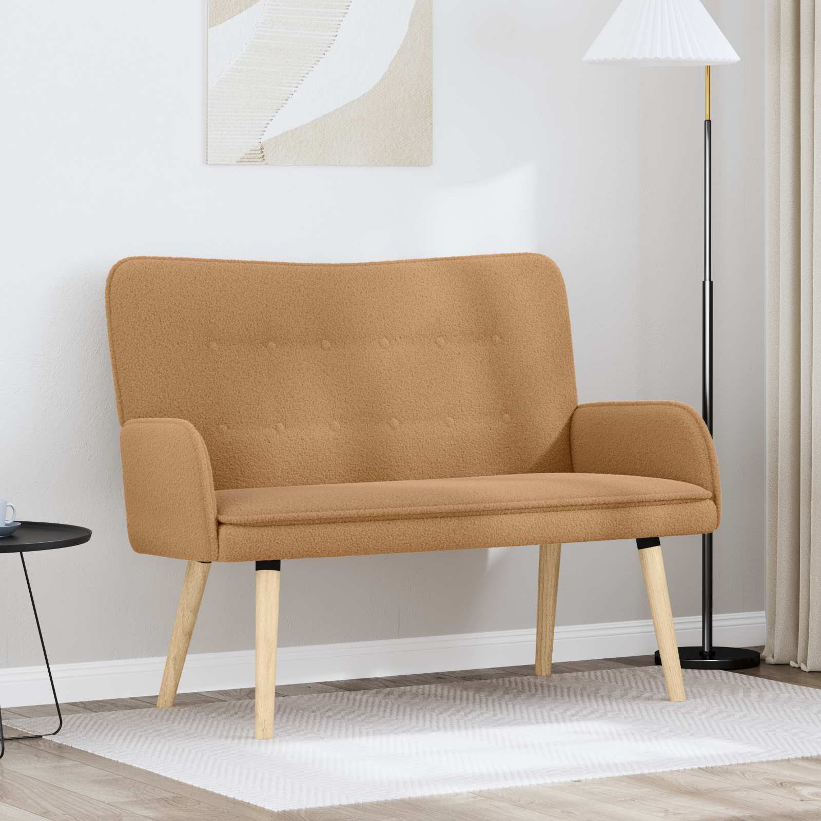 vidaXL Sofa dwuosobowa Beżowy 115 x 61 x 87 cm Bouclé