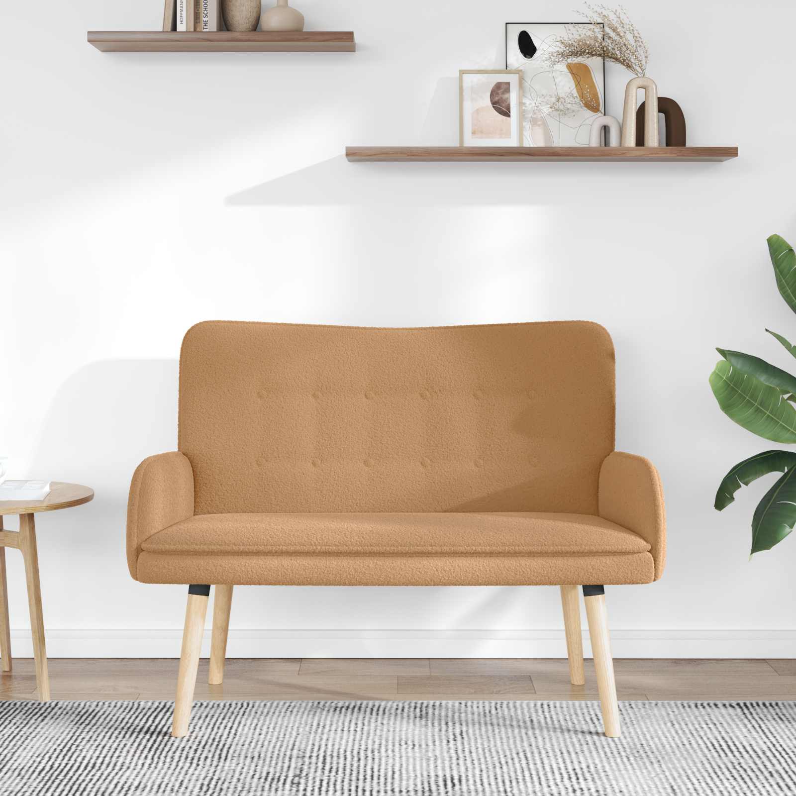 vidaXL Sofa dwuosobowa Beżowy 115 x 61 x 87 cm Bouclé