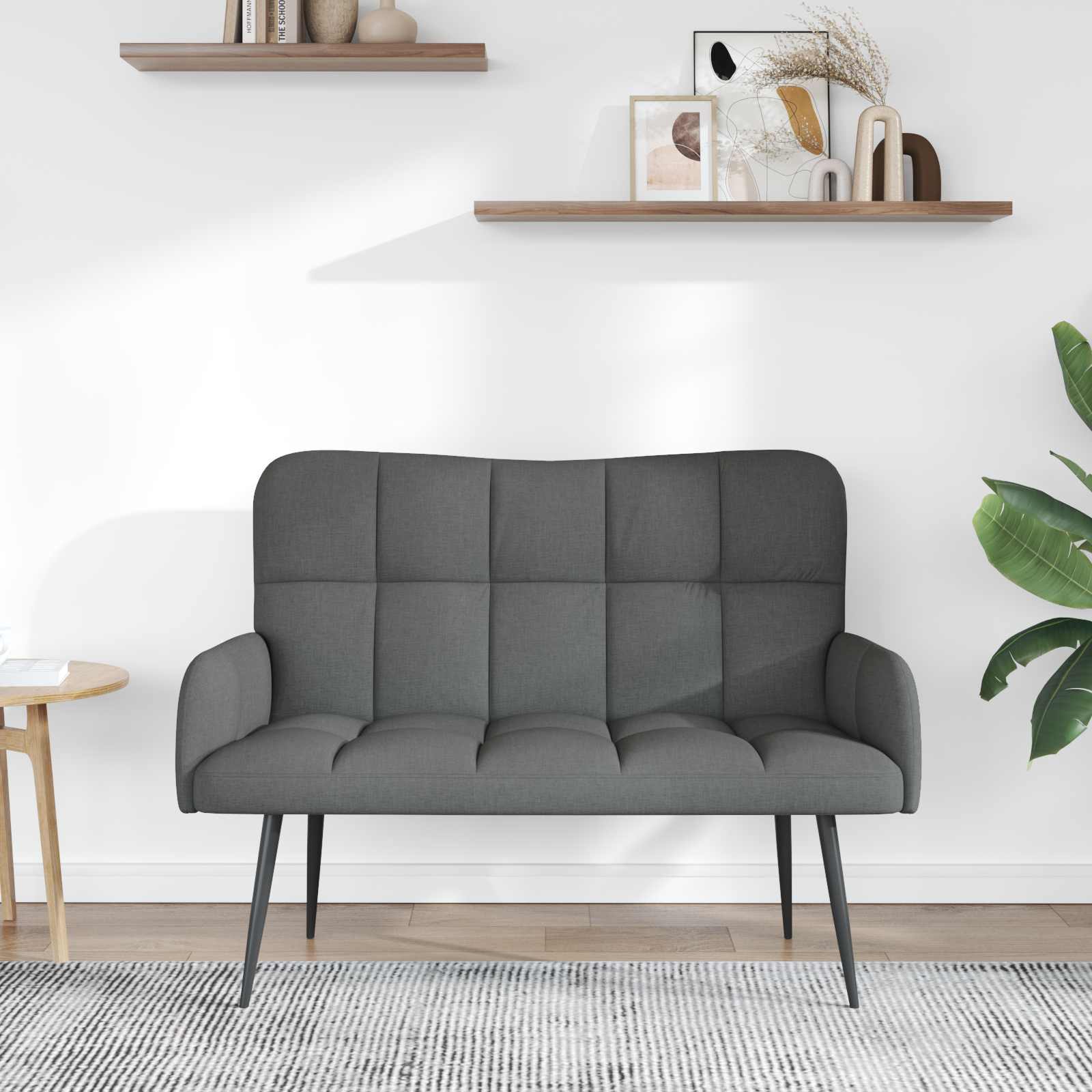vidaXL Sofa dwuosobowa ciemnoszary 115 x 61 x 87 cm tkanina