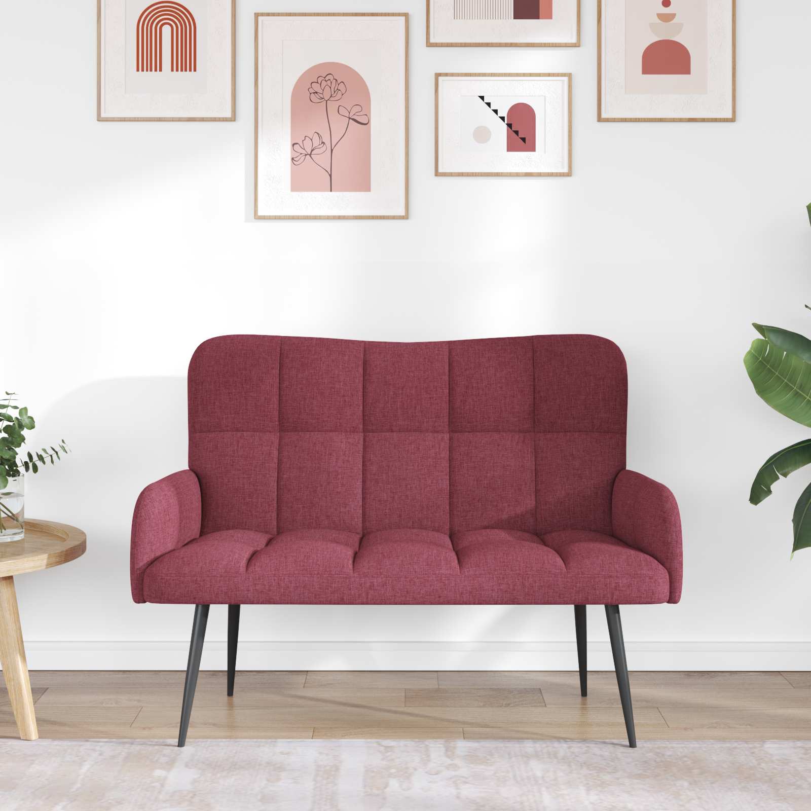 vidaXL Sofa dwuosobowa Czerwone wino 115 x 61 x 87 cm tkanina