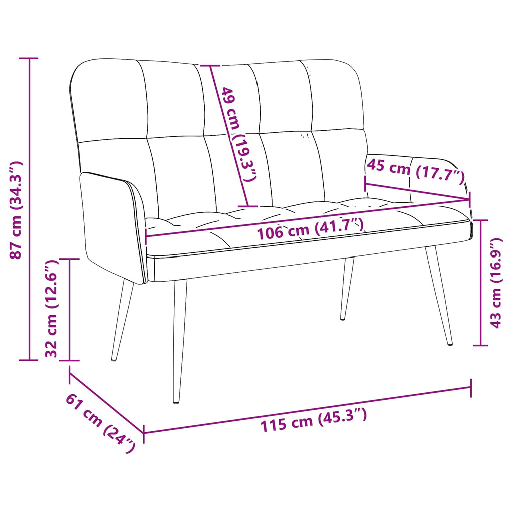 vidaXL Sofa dwuosobowa Czerwone wino 115 x 61 x 87 cm tkanina