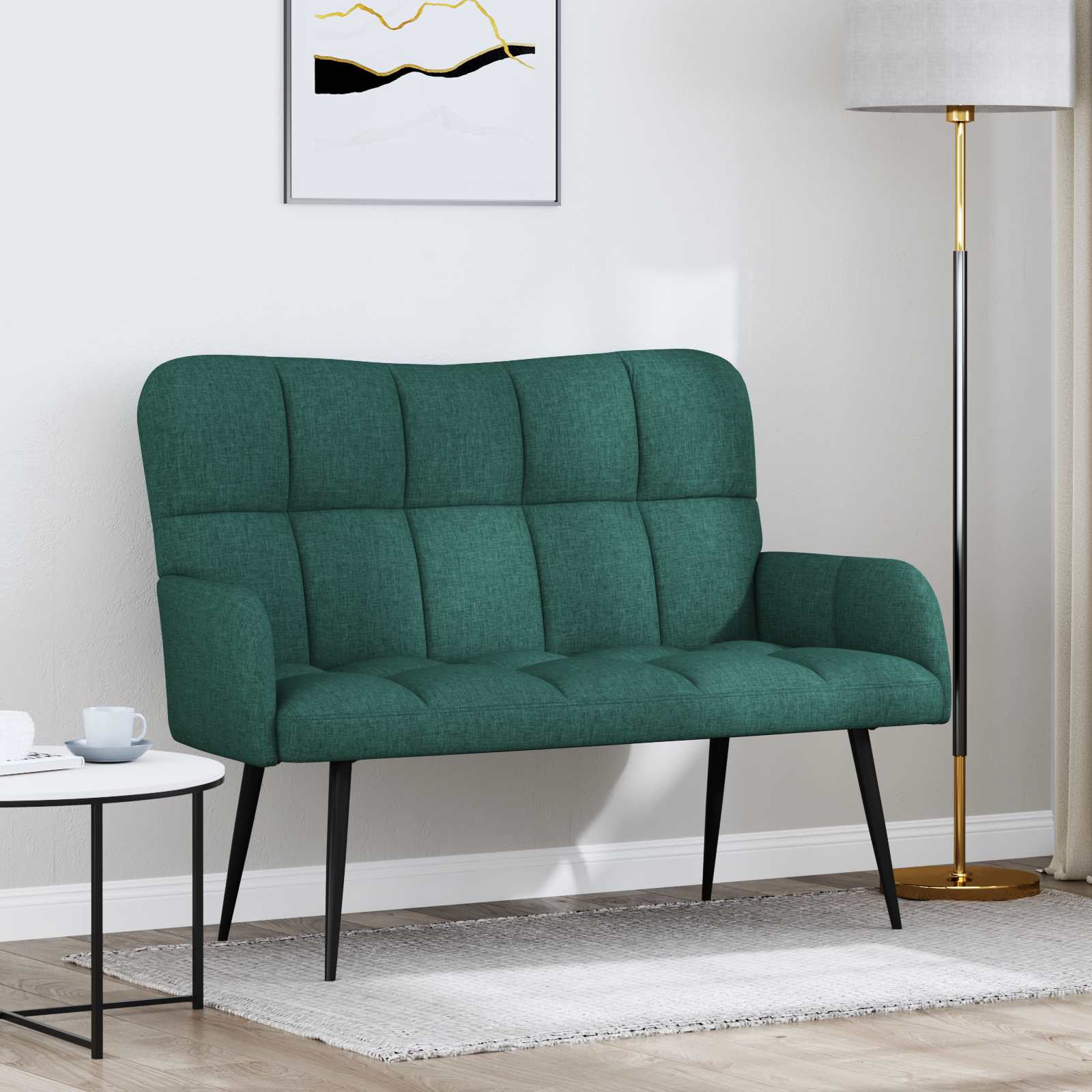 vidaXL Sofa dwuosobowa Ciemnozielony 115 x 61 x 87 cm tkanina