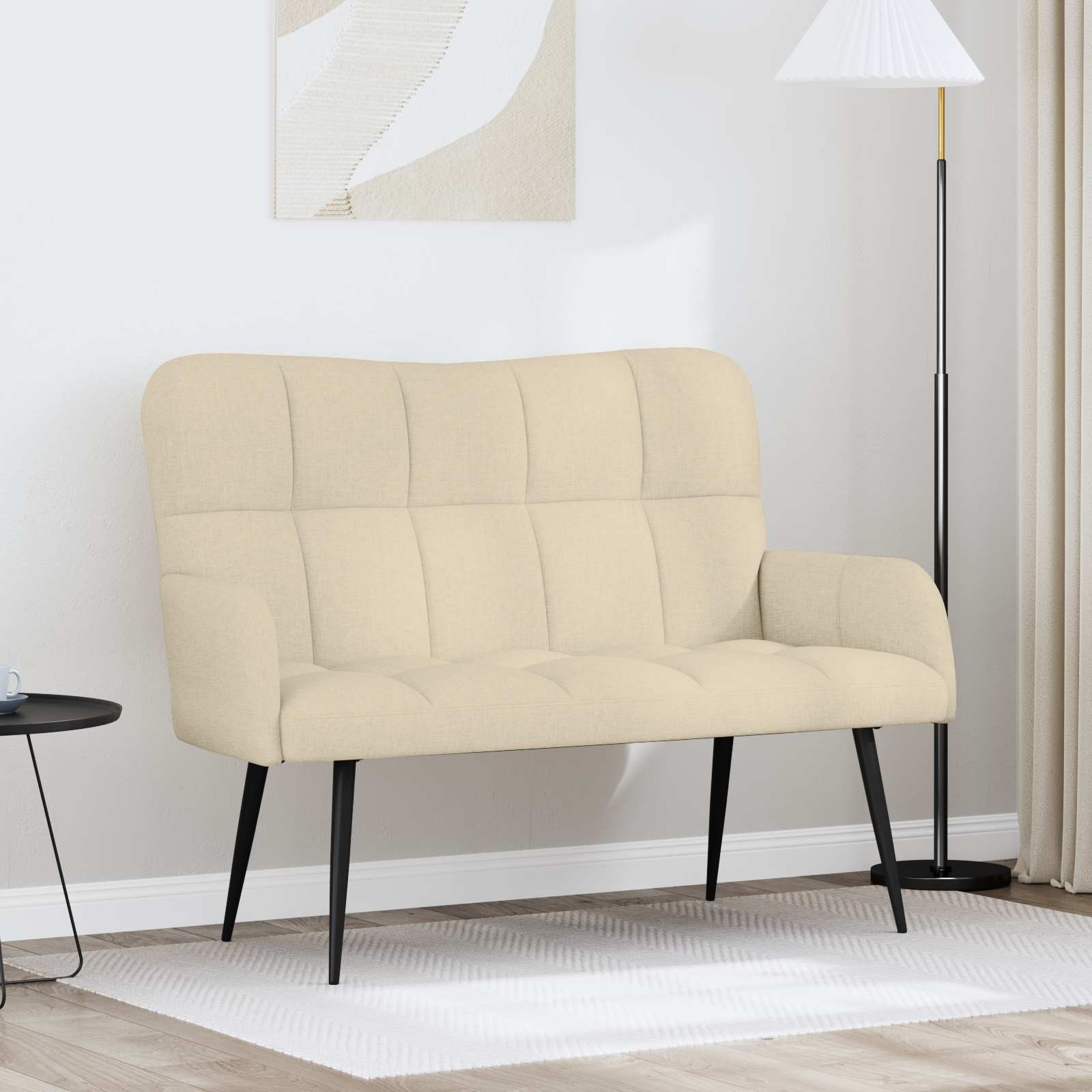 vidaXL Sofa dwuosobowa kremowy 115 x 61 x 87 cm tkanina