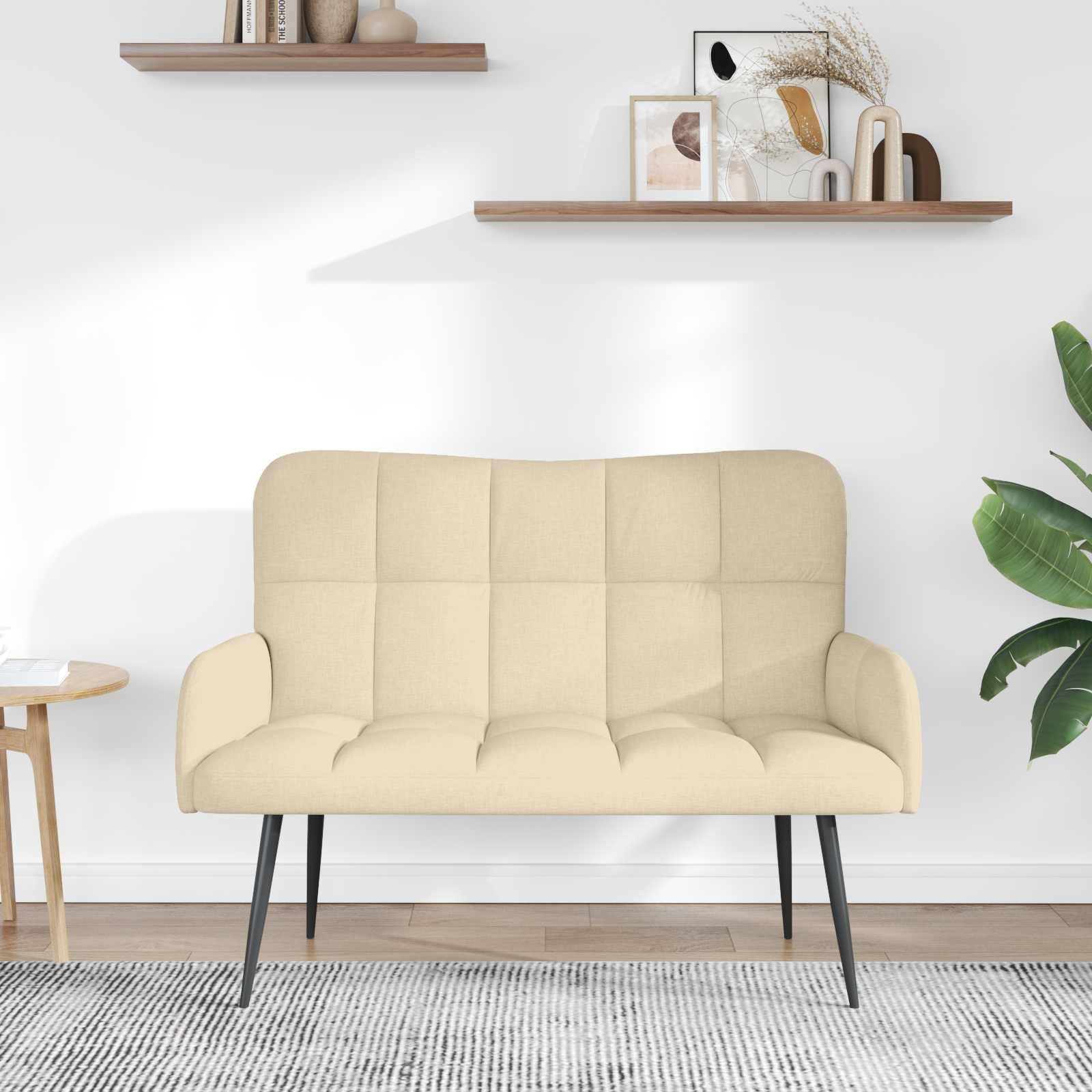 vidaXL Sofa dwuosobowa kremowy 115 x 61 x 87 cm tkanina