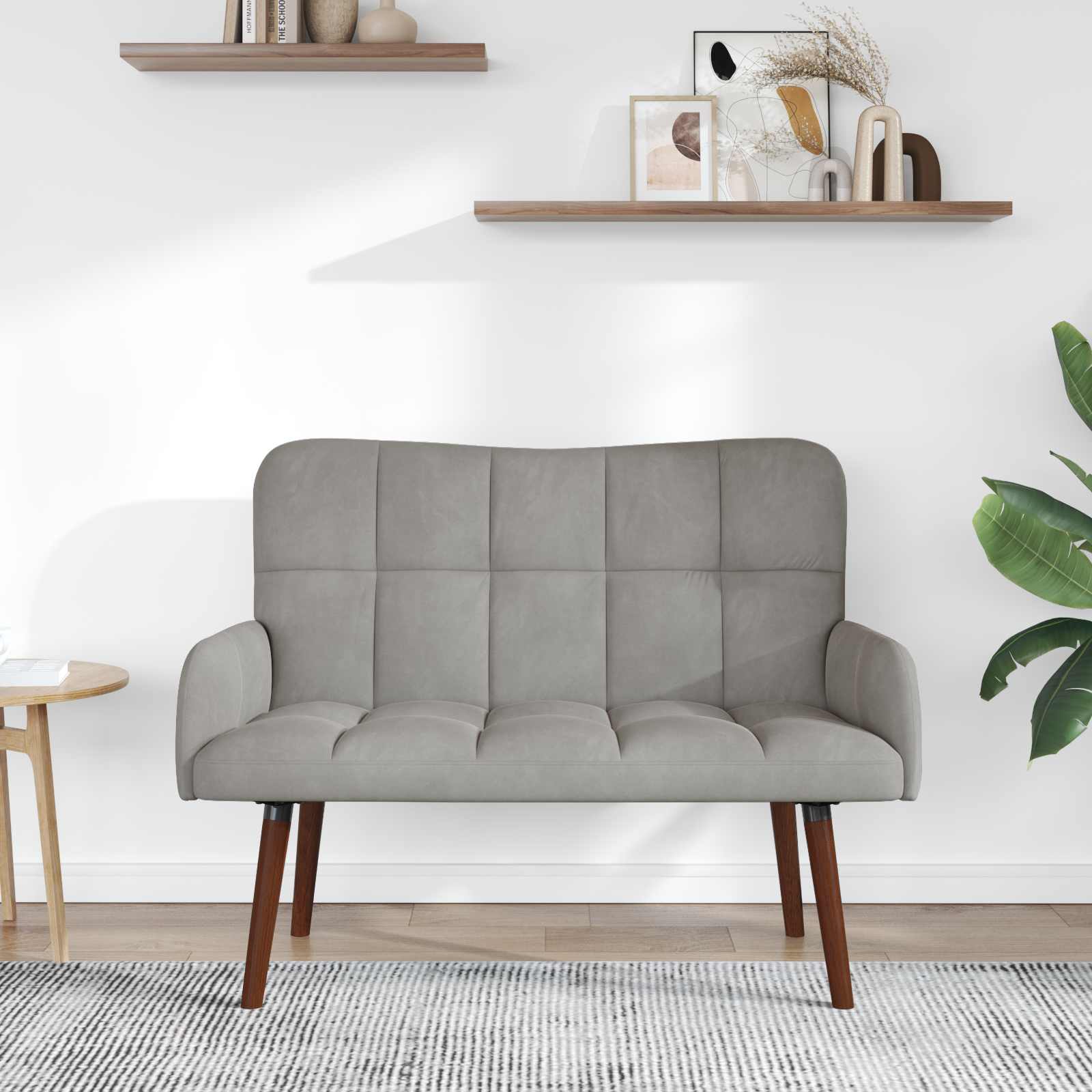 vidaXL Sofa dwuosobowa jasnoszary 115 x 61 x 87 cm Welur
