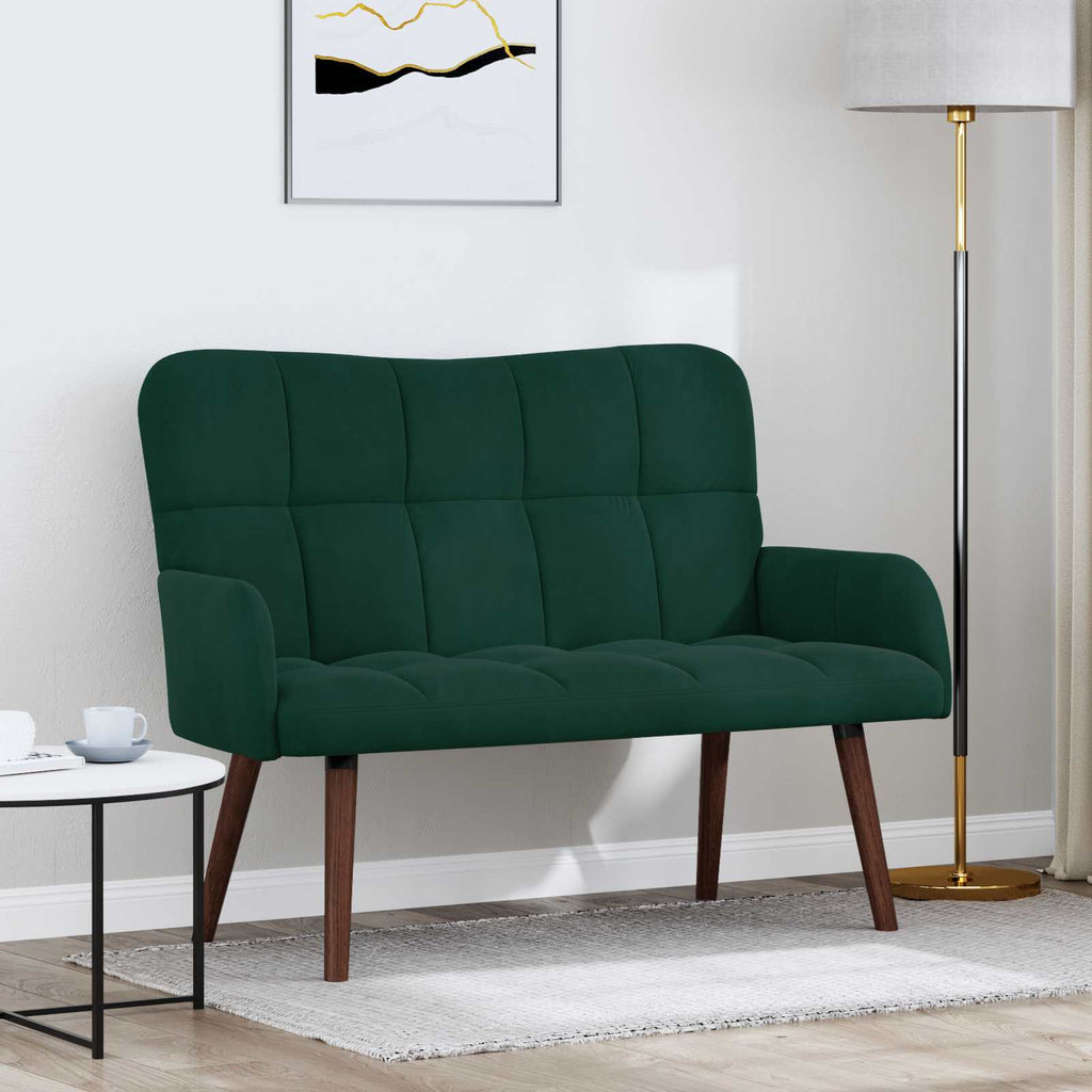 vidaXL Sofa dwuosobowa Ciemnozielony 115 x 61 x 87 cm Welur