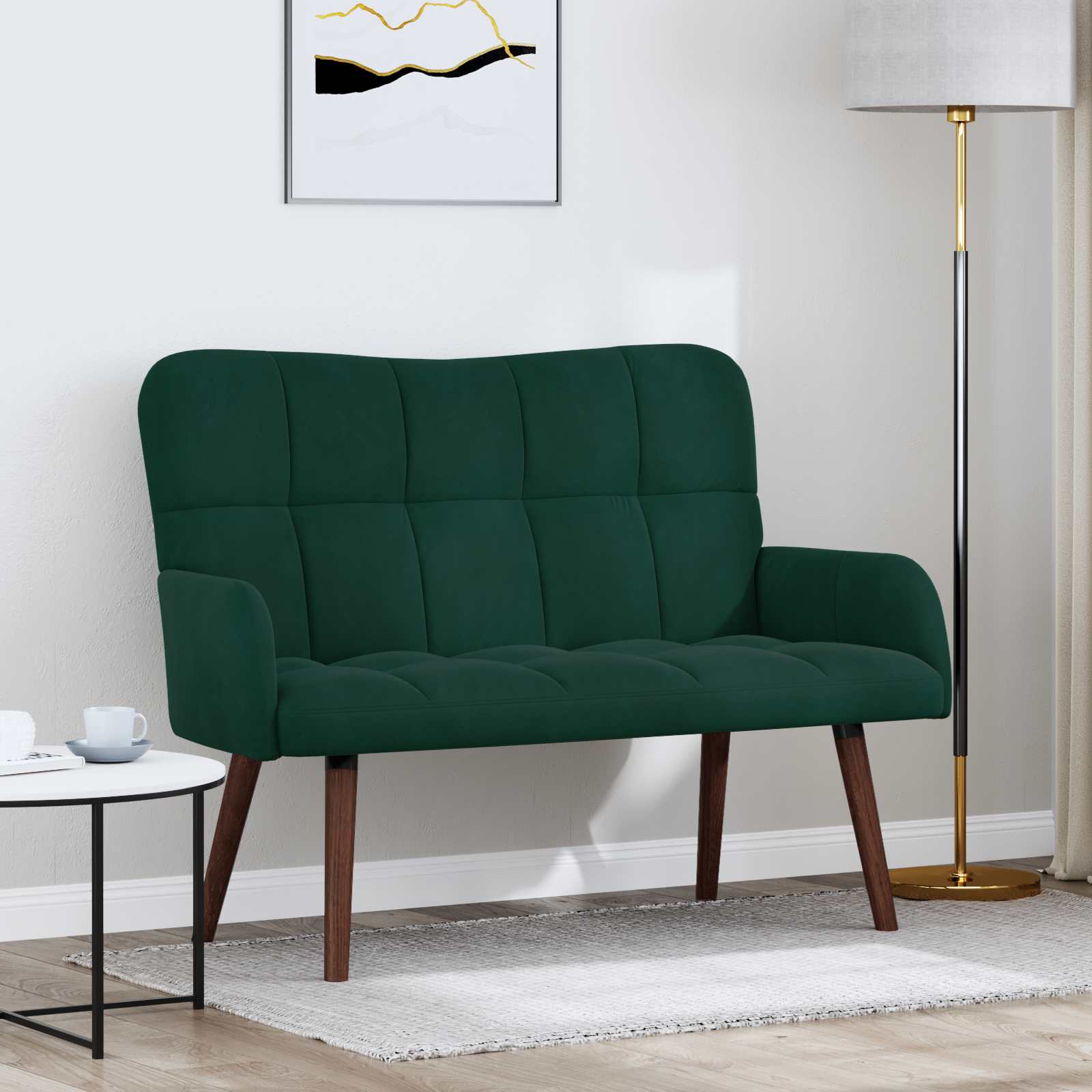 vidaXL Sofa dwuosobowa Ciemnozielony 115 x 61 x 87 cm Welur