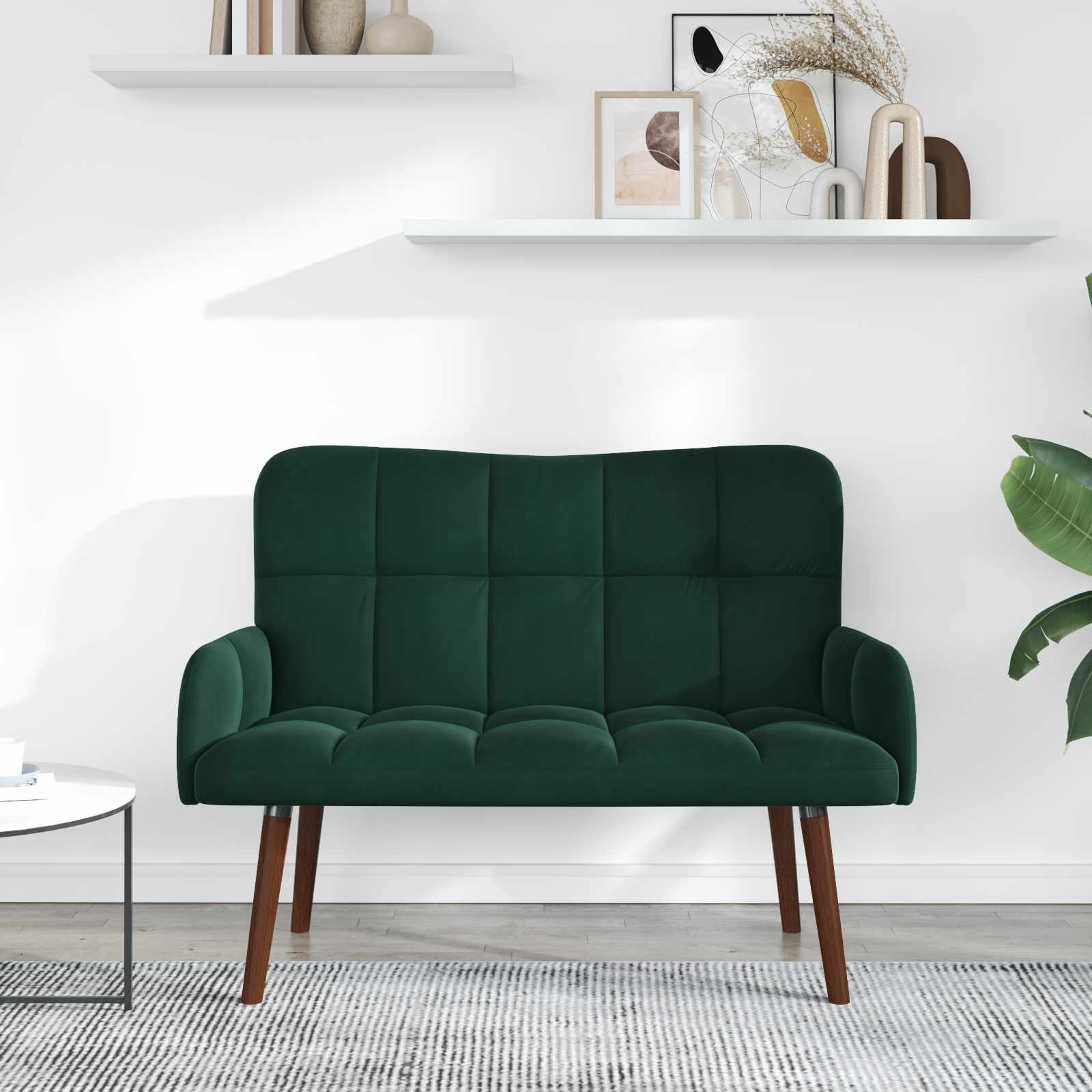 vidaXL Sofa dwuosobowa Ciemnozielony 115 x 61 x 87 cm Welur