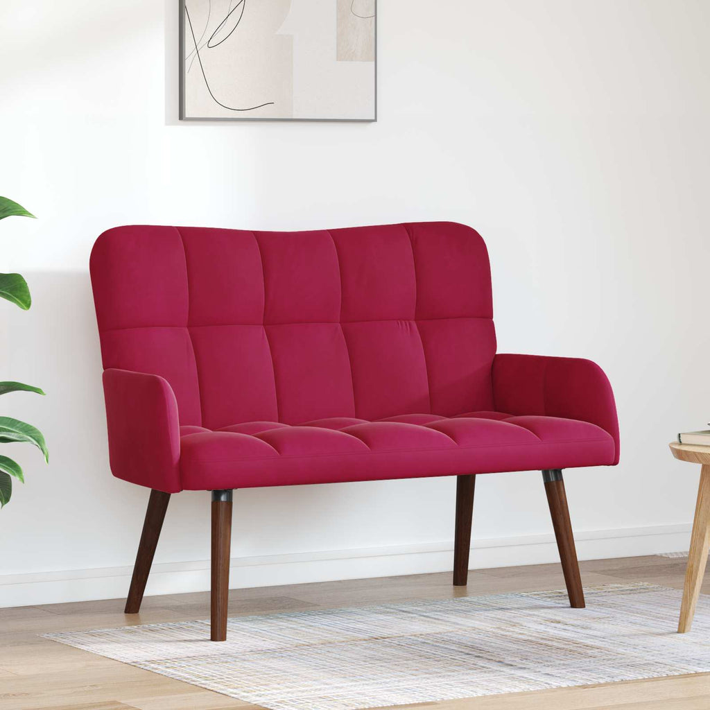 vidaXL Sofa dwuosobowa Czerwone wino 115 x 61 x 87 cm Welur