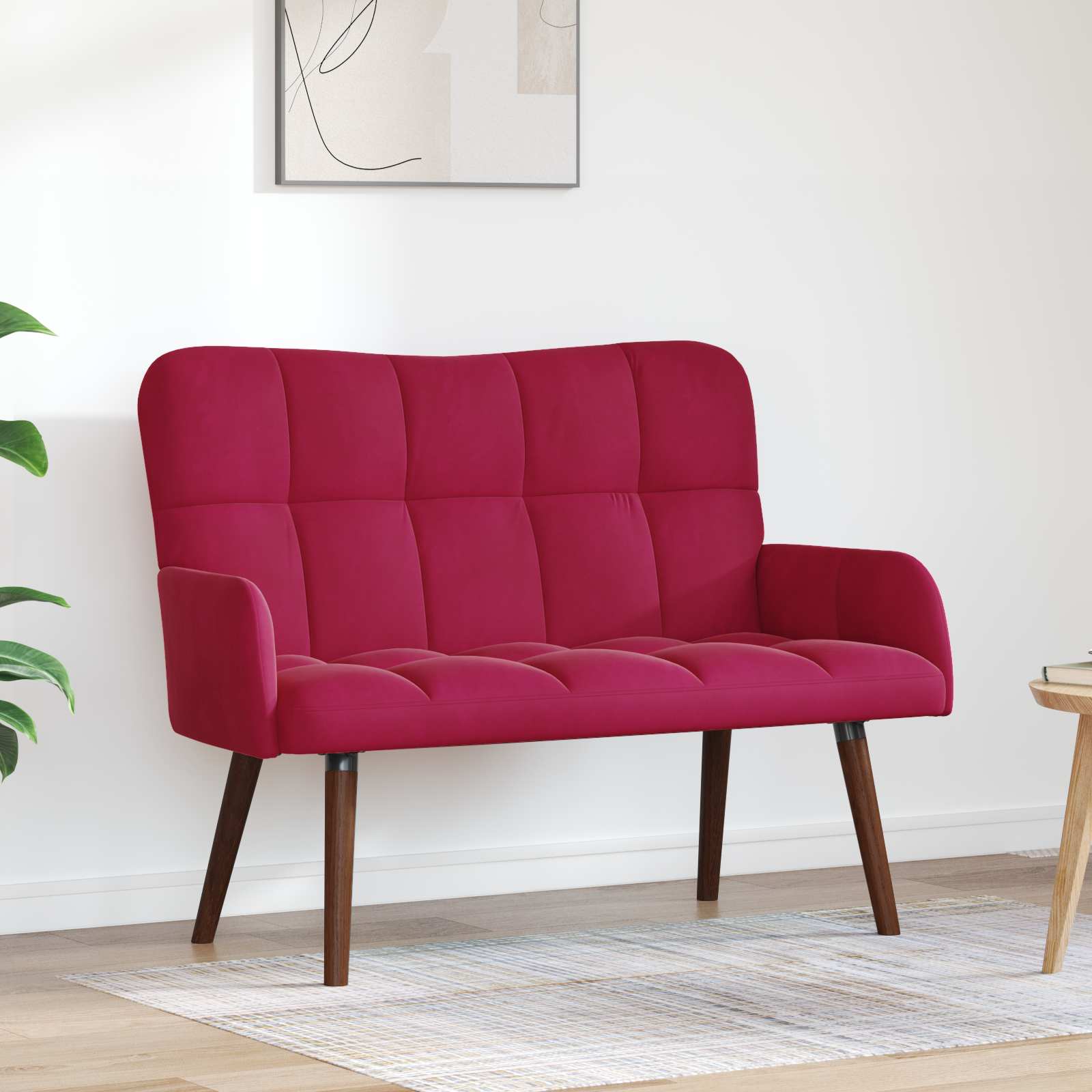 vidaXL Sofa dwuosobowa Czerwone wino 115 x 61 x 87 cm Welur