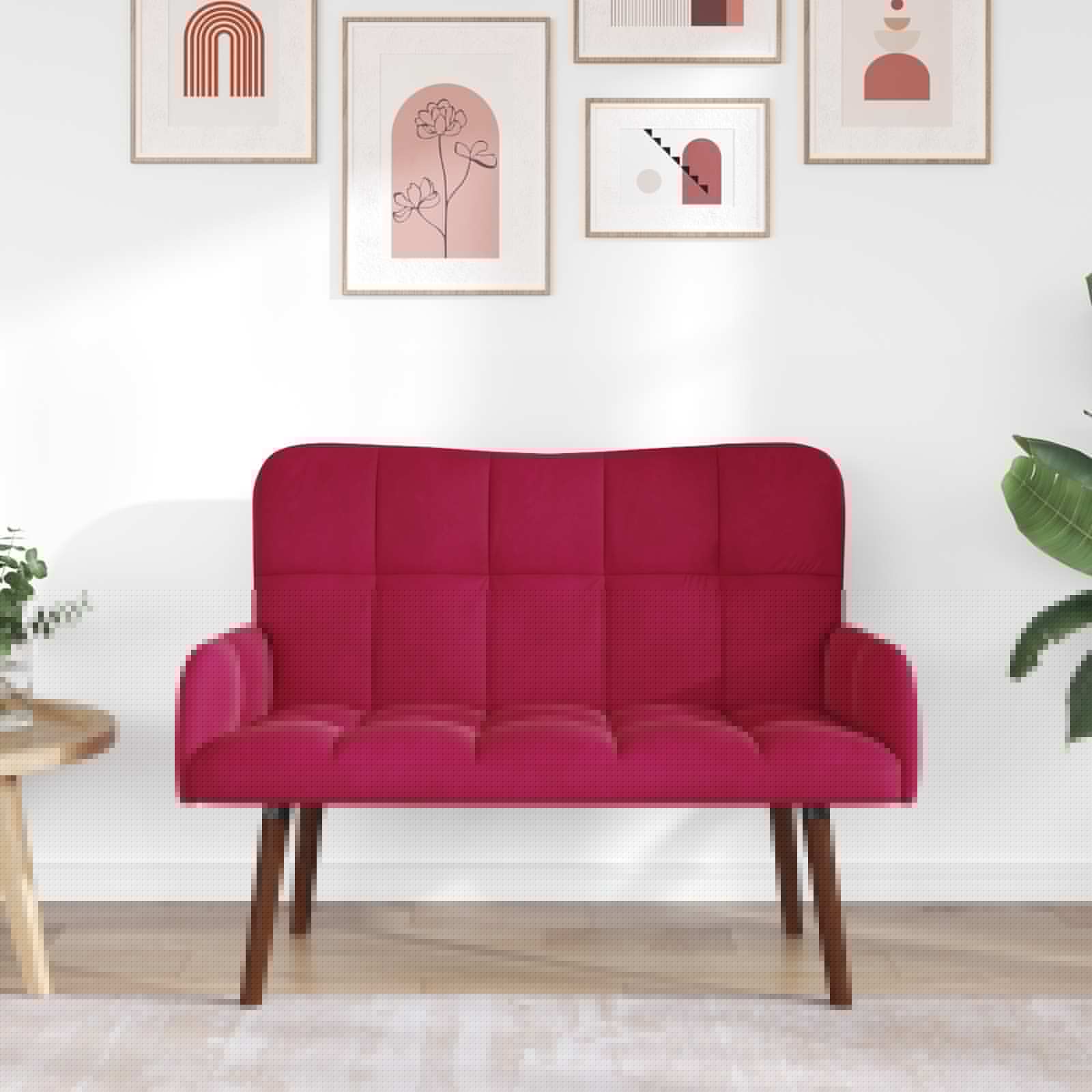 vidaXL Sofa dwuosobowa Czerwone wino 115 x 61 x 87 cm Welur