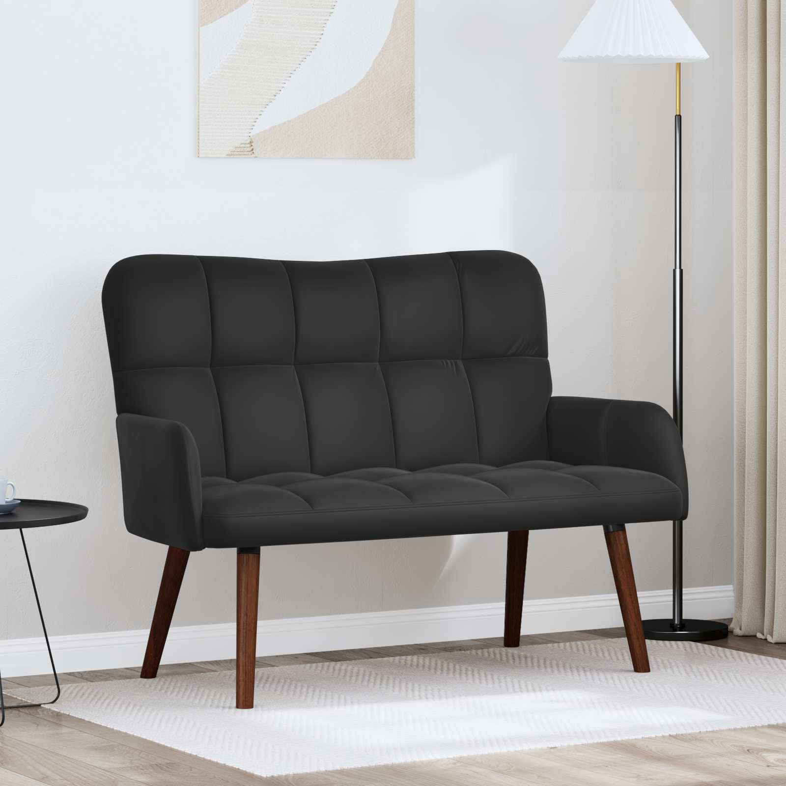 vidaXL Sofa dwuosobowa Czarny 115 x 61 x 87 cm Welur