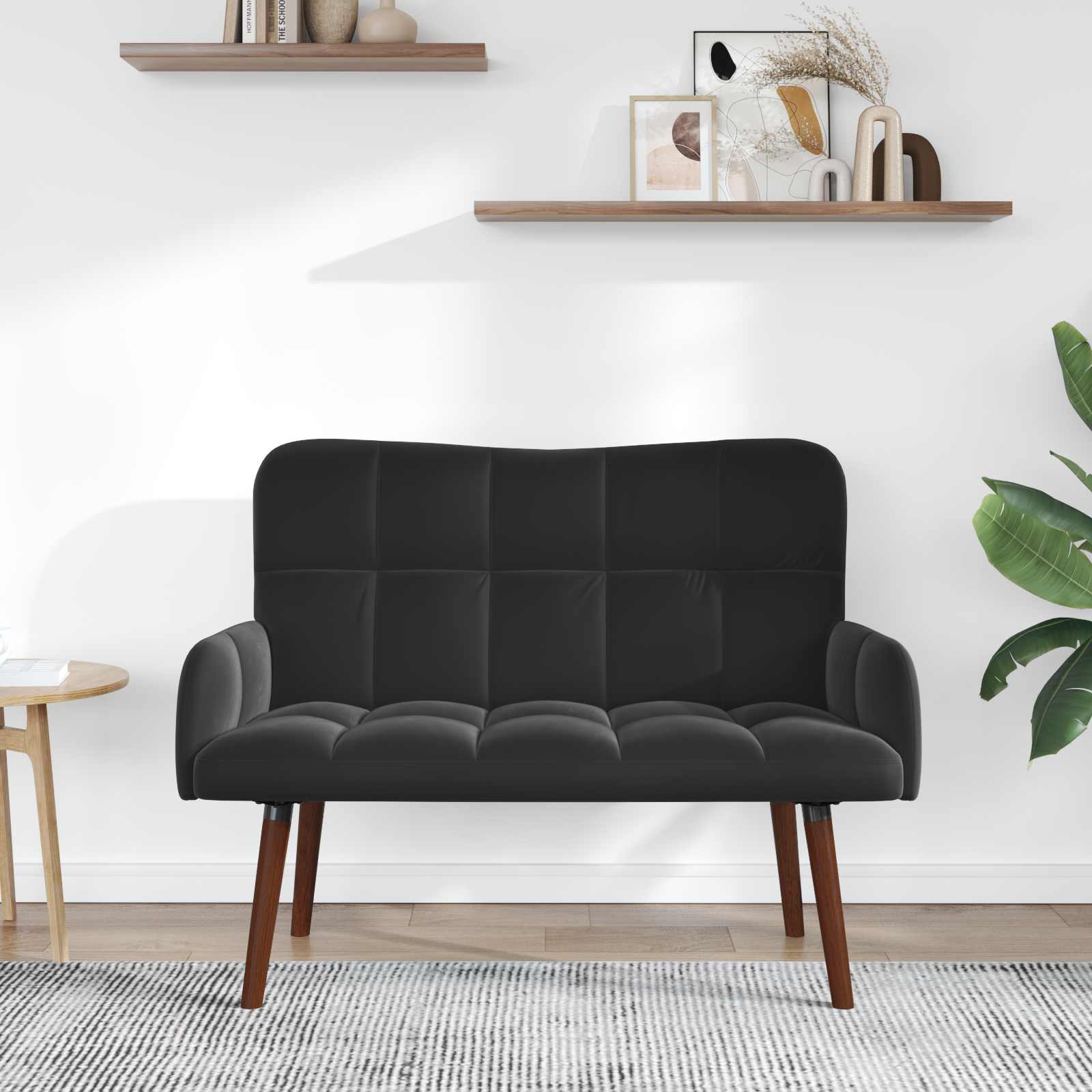vidaXL Sofa dwuosobowa Czarny 115 x 61 x 87 cm Welur