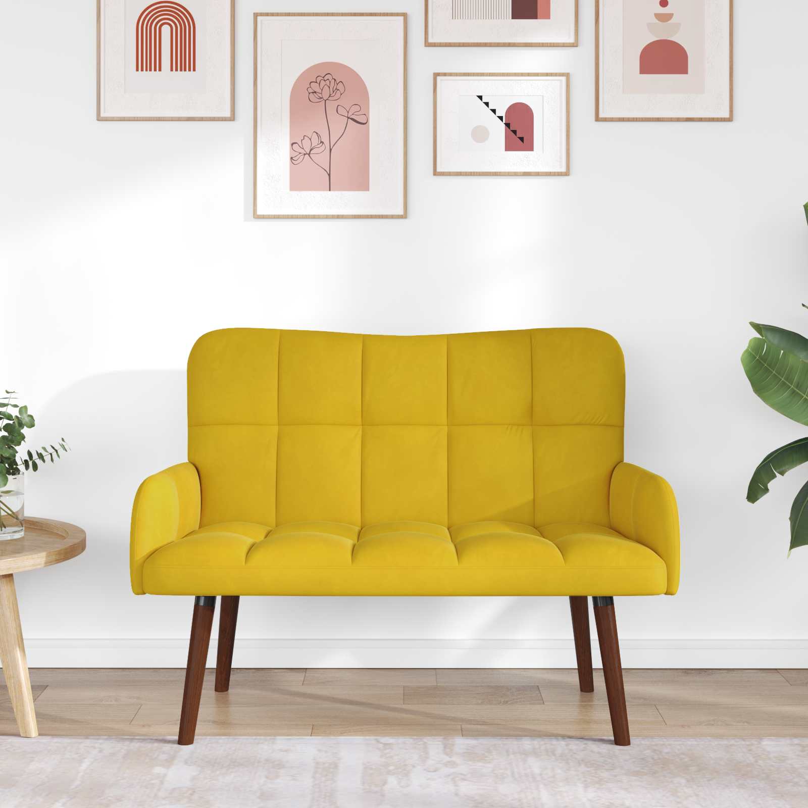 vidaXL Sofa dwuosobowa żółty 115 x 61 x 87 cm Welur