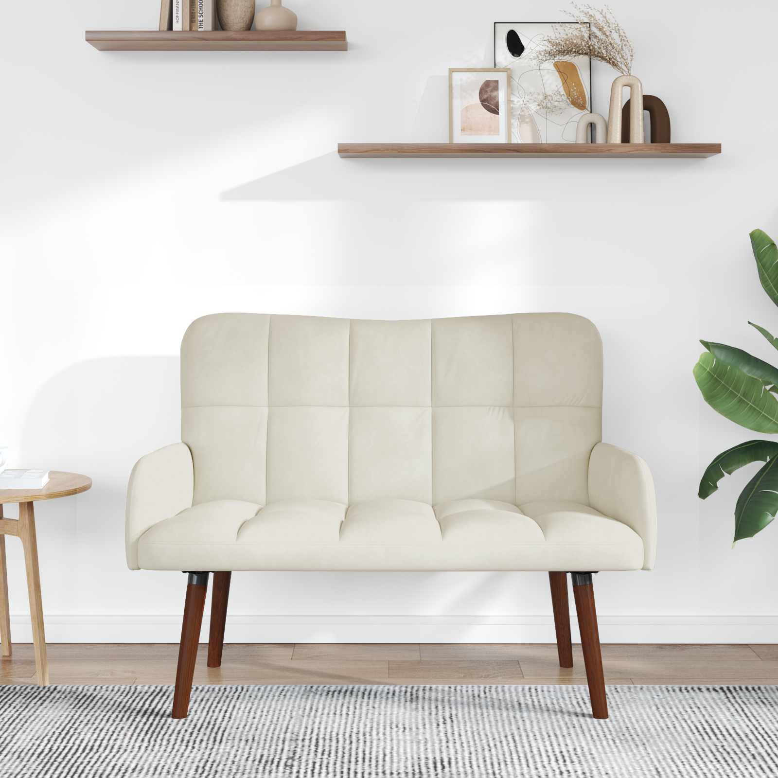 vidaXL Sofa dwuosobowa kremowy 115 x 61 x 87 cm Welur