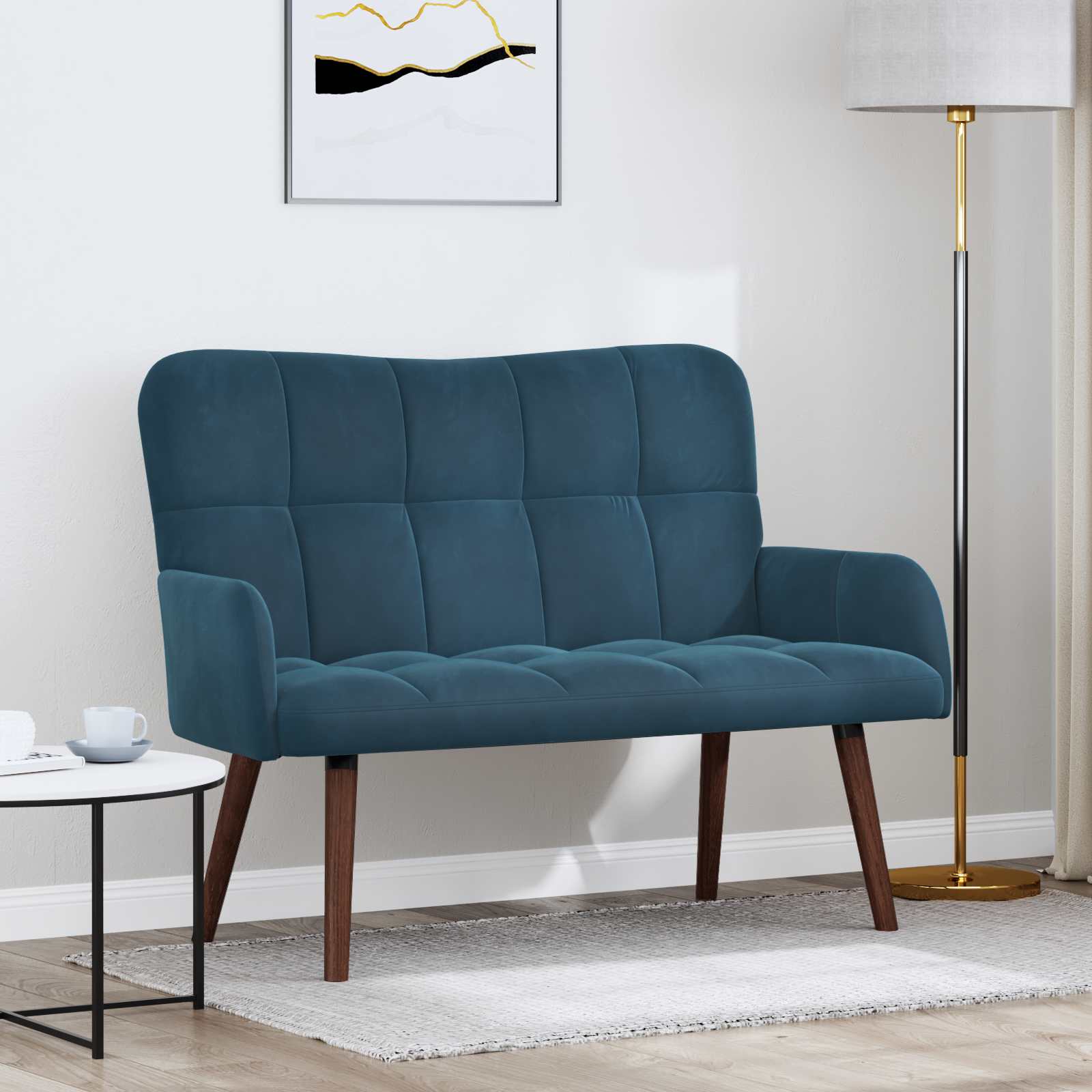vidaXL Sofa dwuosobowa niebieski 115 x 61 x 87 cm Welur