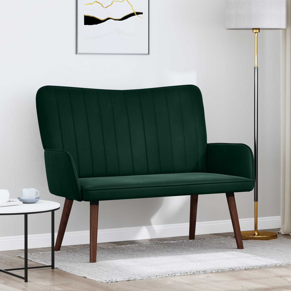 vidaXL Sofa dwuosobowa Ciemnozielony 115 x 61 x 87 cm Welur