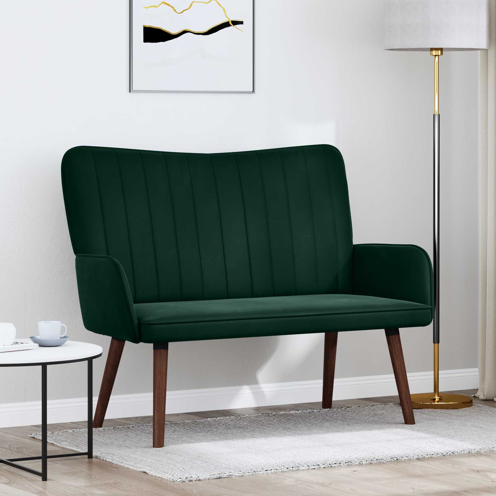 vidaXL Sofa dwuosobowa Ciemnozielony 115 x 61 x 87 cm Welur